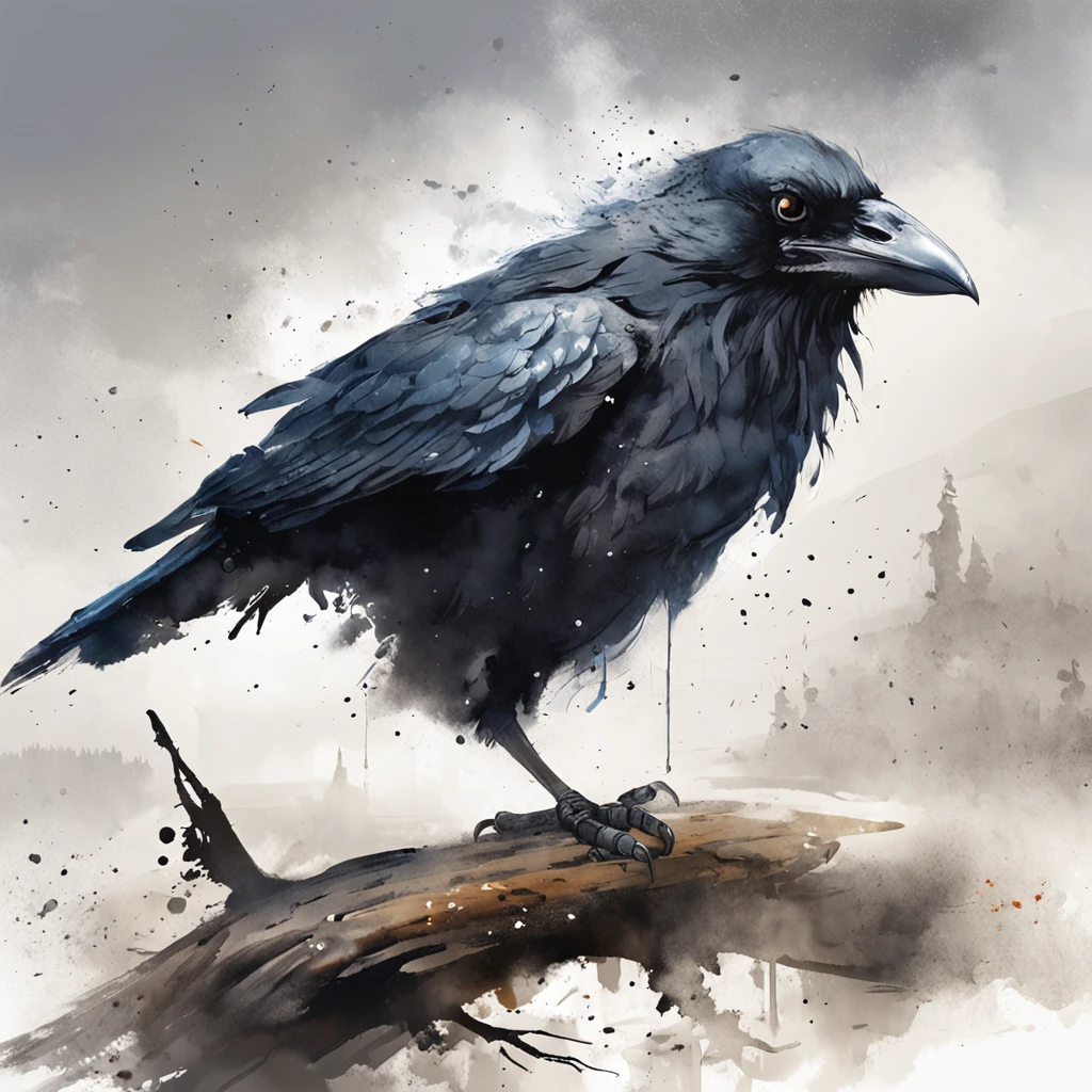 Two crows on a dead tree, A shadow shaped like a walker, Starry night, Thick fog on the ground, Blue light on the horizon, Unreal Engine 5, Cinematic, low angle photography, Motion blur, Depth of field, Dust, Cobblestones and dirt. Splash Art, dripping paint. Perfect color grading. Influenced by Karel Appel and Jeremy Mann, Full of dramatic and threatening scenes, Hyper-detailed, Beautiful, insanely details, Intricate details, editorial photography, shot with a 50mm lens, Depth of field, Tilt Blur, Shutter speed 1/1000, f/22. Lightmaps, Super bright