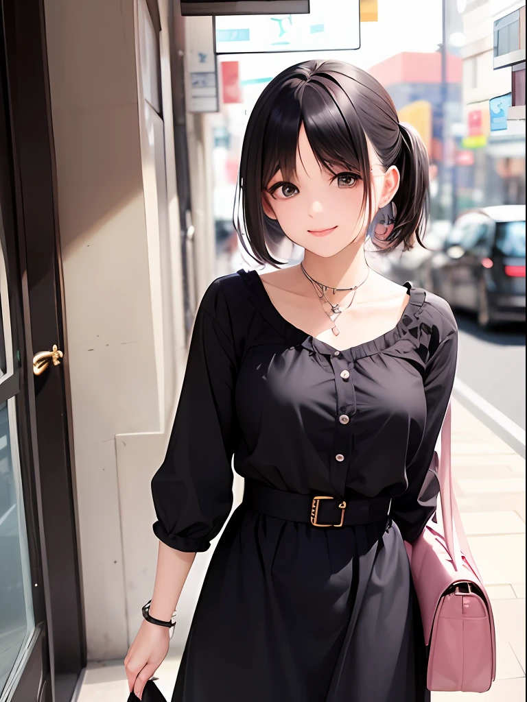 (((Latest Trendy)))Shop for trendy items in boutiques(((kawaii)))Woman in her 20s, Try it on with a smile