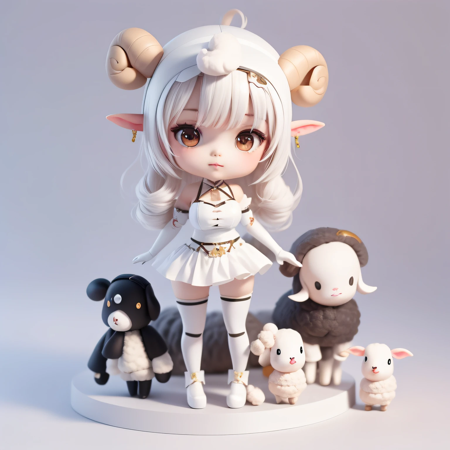 Cartoon sheep with black head and white face, tchibi, sheeps, Ruan cute vtuber, ram sheep robot, woman in a sheep costume, human lamb hybrid, , inspired by Wuzhun Shifan, webcomic, Yan, Cartoon Cute, kanliu666, cute character, xqcow, Loli, Nigao naked big breasts with long legs
