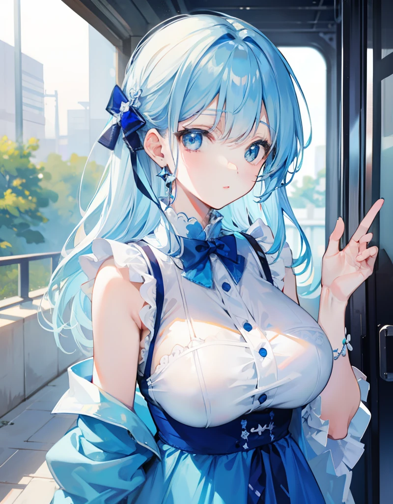 Highest quality、high resolution、One girl、Sky blue hair、Medium chest、Wet shirt、Light blue bra is see-through、I'm not wearing pants、The light blue pants are transparent、Pussy line、On the bed、Bed at night、Excited、blush、Saliva