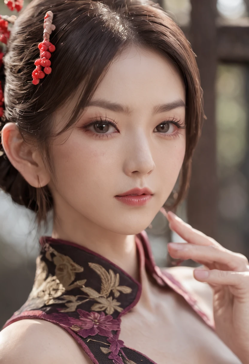 8k super-resolution、Beautuful Women、One lady、dark brown hair:1.1、hyperdetailed face、Detailed lips、significant、(Eyes are in focus)、二重まぶた、Eyes of the Princess、 beautfull Japanease woman、Beautiful Japan Lady、 sensual lip、Bewitching body、Bust Size 82、8 class large、Strike a balance、standing at front、in her 20s、Perspective、Lovely smile, Detailed Japan kimono in black-red-yellow-purple、Ultra-realistic and detailed floral pattern and shiny knots、Sharp Images、Detailed eye shine、Detailed background of Arashiyama Park in Kyoto、(Wear sandals with a nice Japanese pattern)、Natural hand shape、((Full-body standing figure))、