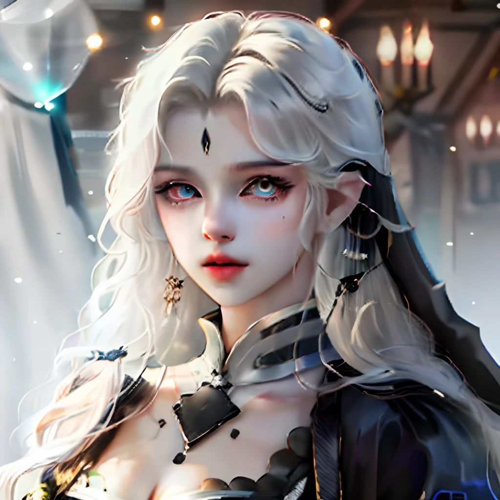 Long hair, light blue eyes。
With a timid personality、voluptuous breasts。
A kind magician