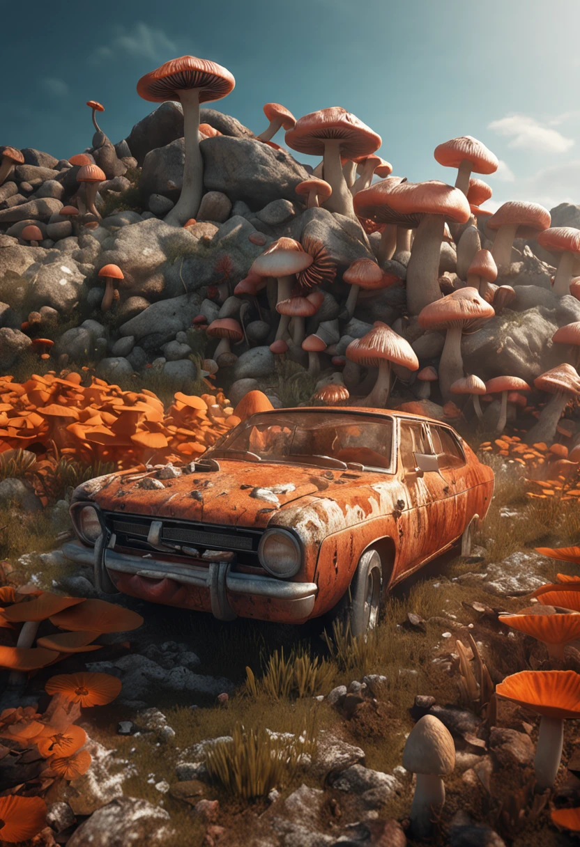 Lots of mushrooms,Cinematic photorealistic pictures, Ultra HD, Intense detail, ultra HD picture quality, The composition is perfect, Beautiful details, Meticulous and complex, Crazy details, rendering by octane, The trend is on ArtStation, 8K high-definition, photorrealistic concept art, Soft and natural sense of volume, perfect light.