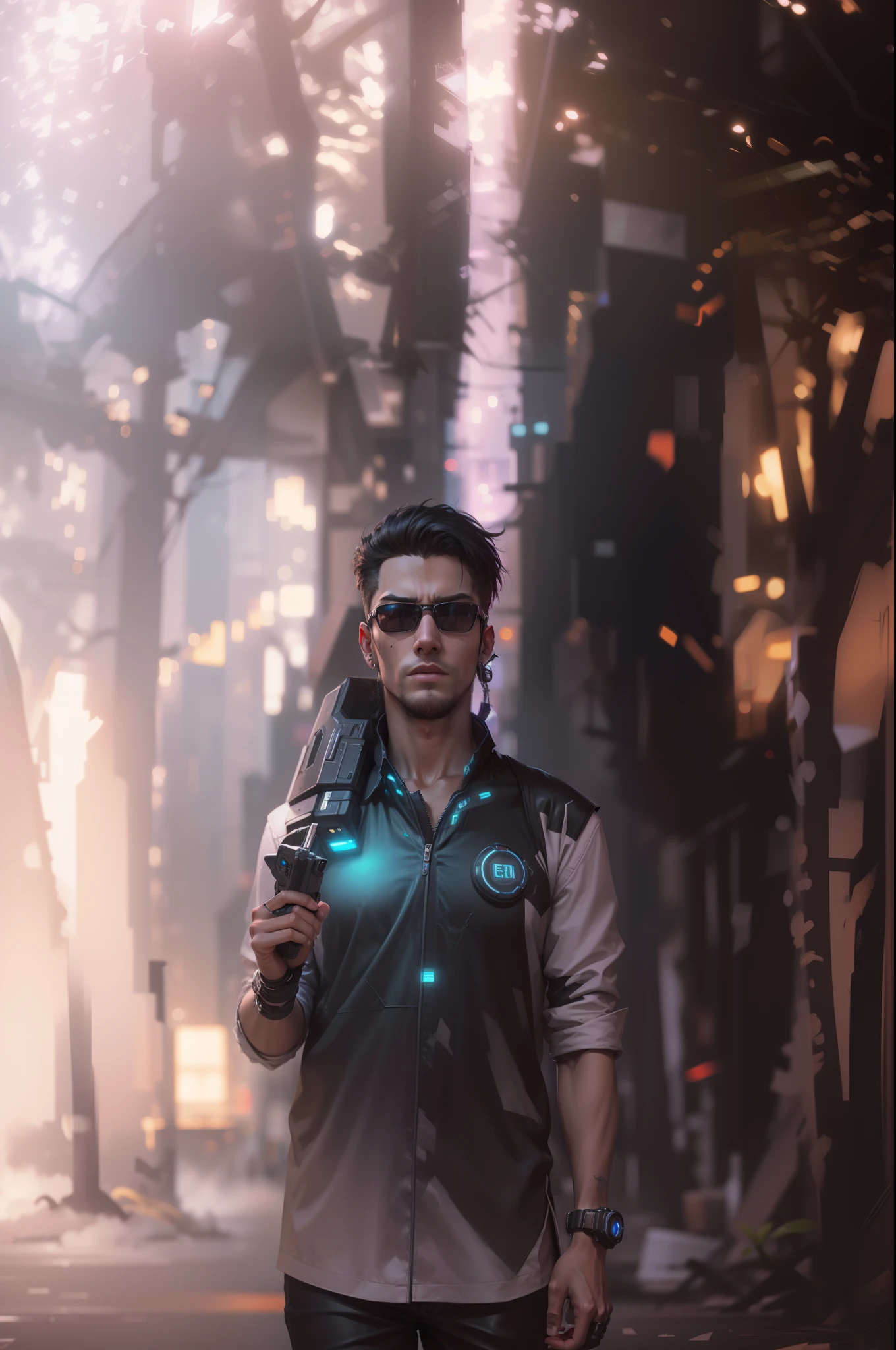 Change background cyberpunk handsome boy, realistic face, 8k, ultra realistic,