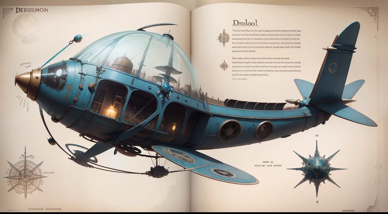 Bubble transparent demon flying machine，The perfect blend of creatures，venat，Nipple Ring，Rough old，Cartographic，Schematic description，annotated，Hand drawn design drawings