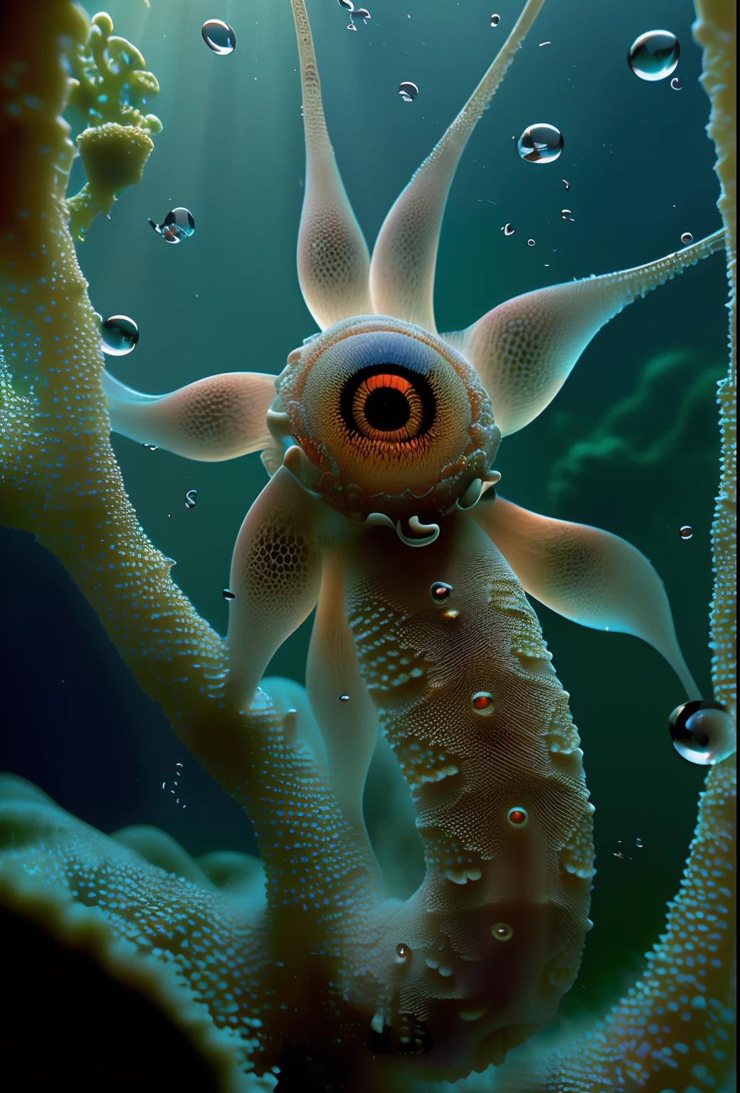 tmasterpiece, best qualtiy, 。.3D, realisticlying, { Three-headed fish,mermaids,1 Tentacle,The corals,variation,Nuclear contamination, Inside the suction cup are the eyes, arm raise, Focus the antennae}, big breasts beautiful, Colorful, Smooth skin, illustration, art stations, Painted by Stanley Ategg Liu, sidewayglance, foreshortening, Extremely detailed 8K, Smoothness, A high resolution, Ultra high quality, highly details eye, perfect eyes, Real light, glarelight, Irridescent color, globalillumination, Real light, Real Shadow, k hd, 2K, 4K, 8K, 16k,realistic raytraicing,realistic shaded,eyes with brightness,the soft light,Dreamy light,