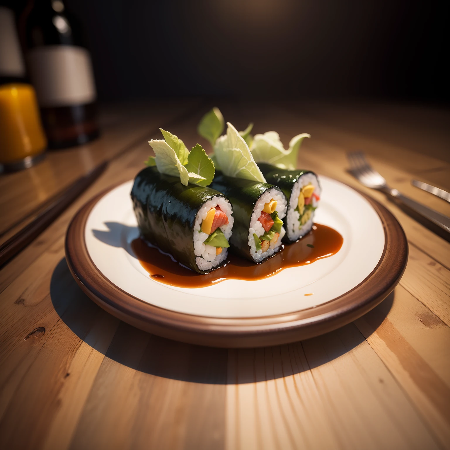 sushi, mouth-watering food photography, ultra-detailed, realistic photography, frequent lighting, studio lighting, sharp focus, best quality (photorealistic: 1.4), raw photo, award-winning photo, realistic texture, dramatic lighting, unrealistic engine, high resolution, 8k, detailed background , complex background, bright background, nice atmosphere, surrealism, very detailed food texture, high quality, high detail, high resolution, depth of field