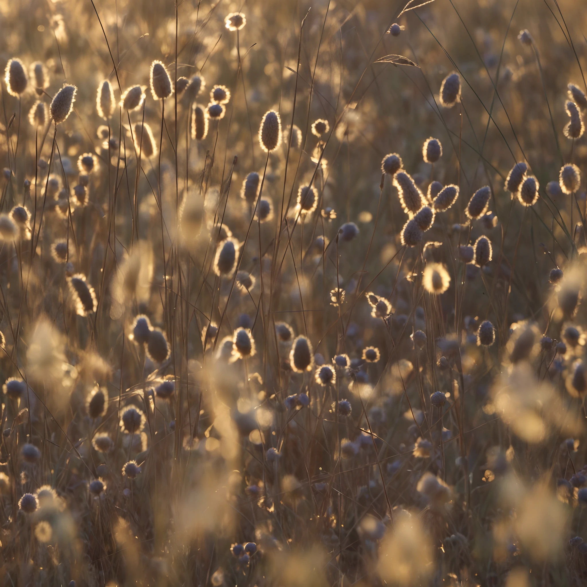 arafed image of a field of grass with a lot of flowers, fairy circles, softly backlit, soft morning light, soft golden light, wildflowers and grasses, in soft dreamy light at sunset, soft autumn sunlight, at golden hour, soft sunlight dappling, sunlight glistening, ethereal back light, filtered evening light, golden hour”, golden hour intricate, meadow