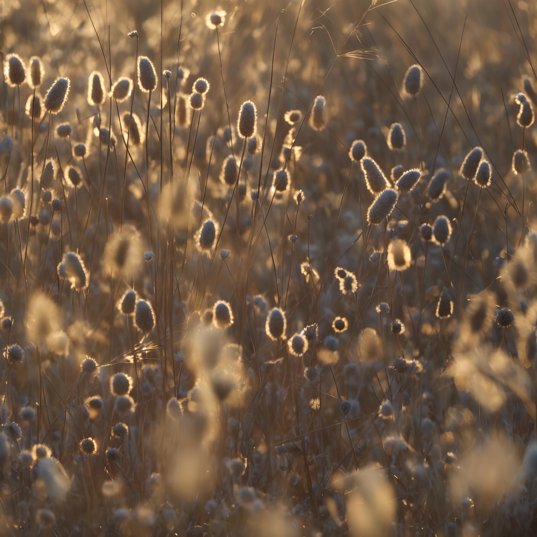 arafed image of a field of grass with a lot of flowers, fairy circles, softly backlit, soft morning light, soft golden light, wildflowers and grasses, in soft dreamy light at sunset, soft autumn sunlight, at golden hour, soft sunlight dappling, sunlight glistening, ethereal back light, filtered evening light, golden hour”, golden hour intricate, meadow