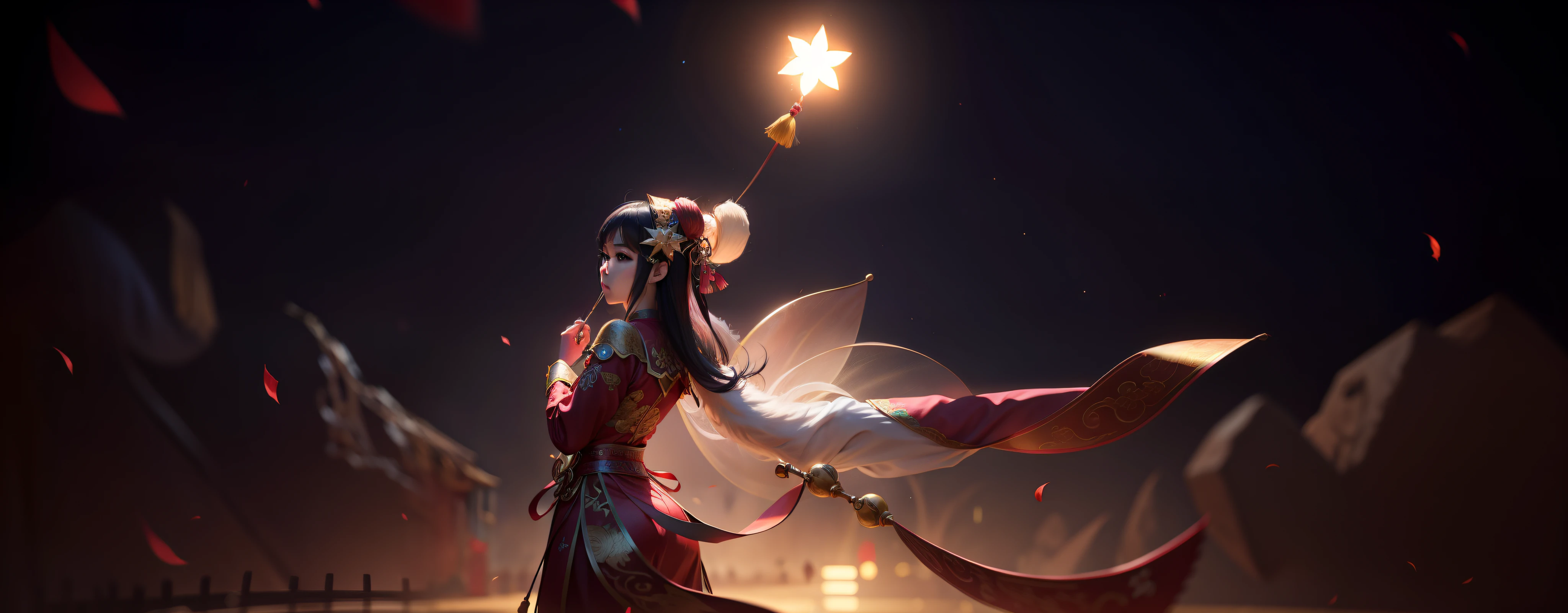 Chinese traditional costume streamer star girl dream fairy 8k HD face refinement