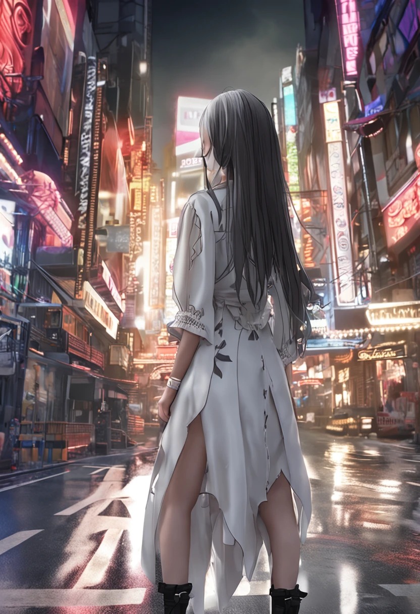 femele、long whitr hair、play computer、photorealestic、Realiy、Tall、white  clothes、a black skirt、black sock、Black shoes、Learn