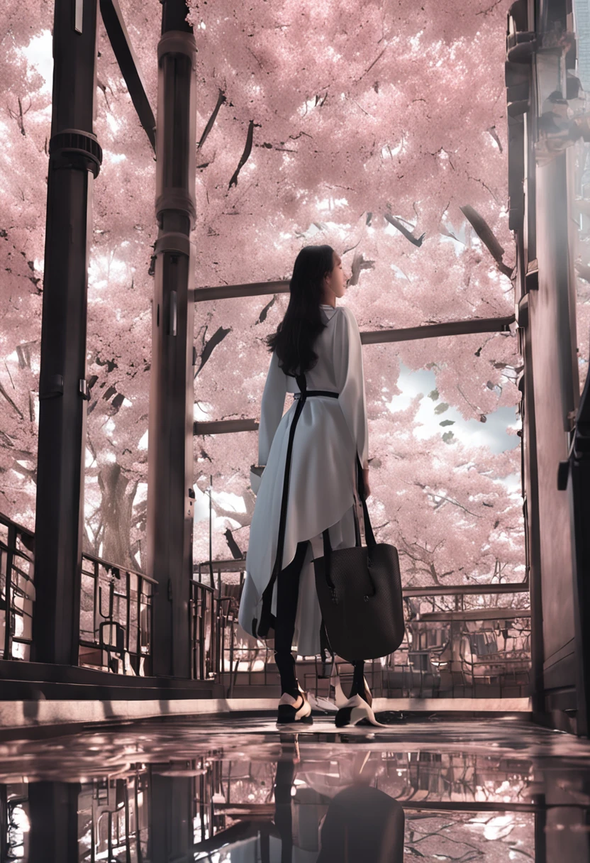 femele、long whitr hair、play computer、photorealestic、Realiy、Tall、white clothes、a black skirt、black sock、Black shoes、Learn