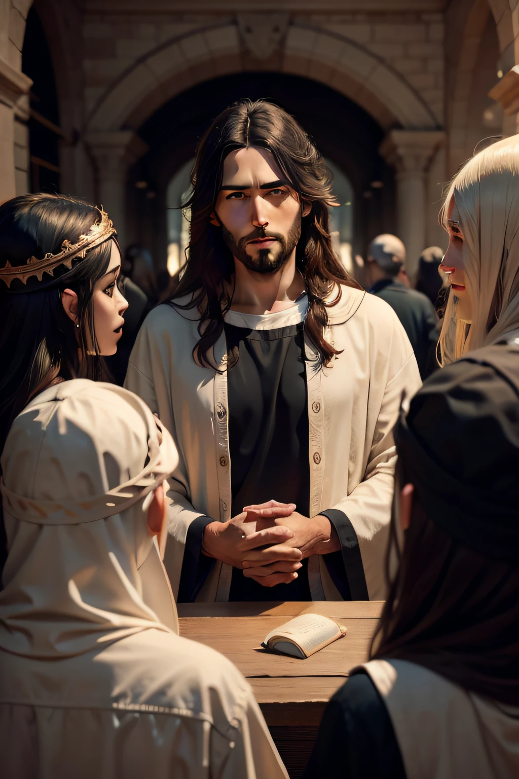 Jesus talking with people
