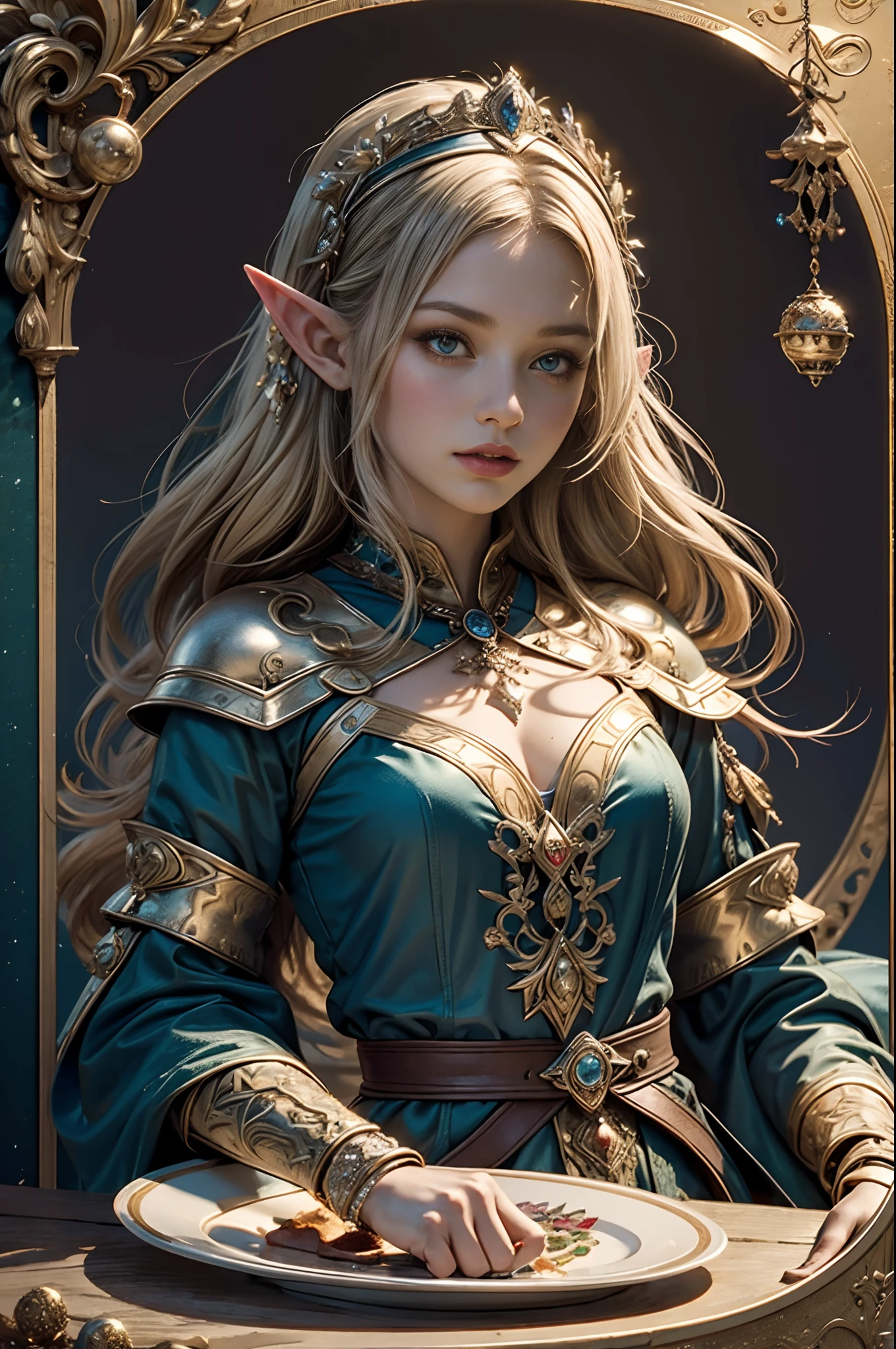 (detailed face, detailed eyes, clear skin, clear eyes), lotr, fantasy, elf, female, full body, looking at viewer, portrait, photography, detailed skin, realistic, photo-realistic, 8k, highly detailed, full length frame, High detail RAW color art, piercing, diffused soft lighting, shallow depth of field, sharp focus, hyperrealism, cinematic lighting