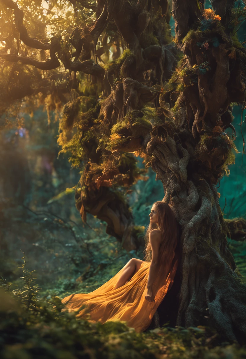 1 female dryad,Long flowing hair,Enchanting,Sexy babes,