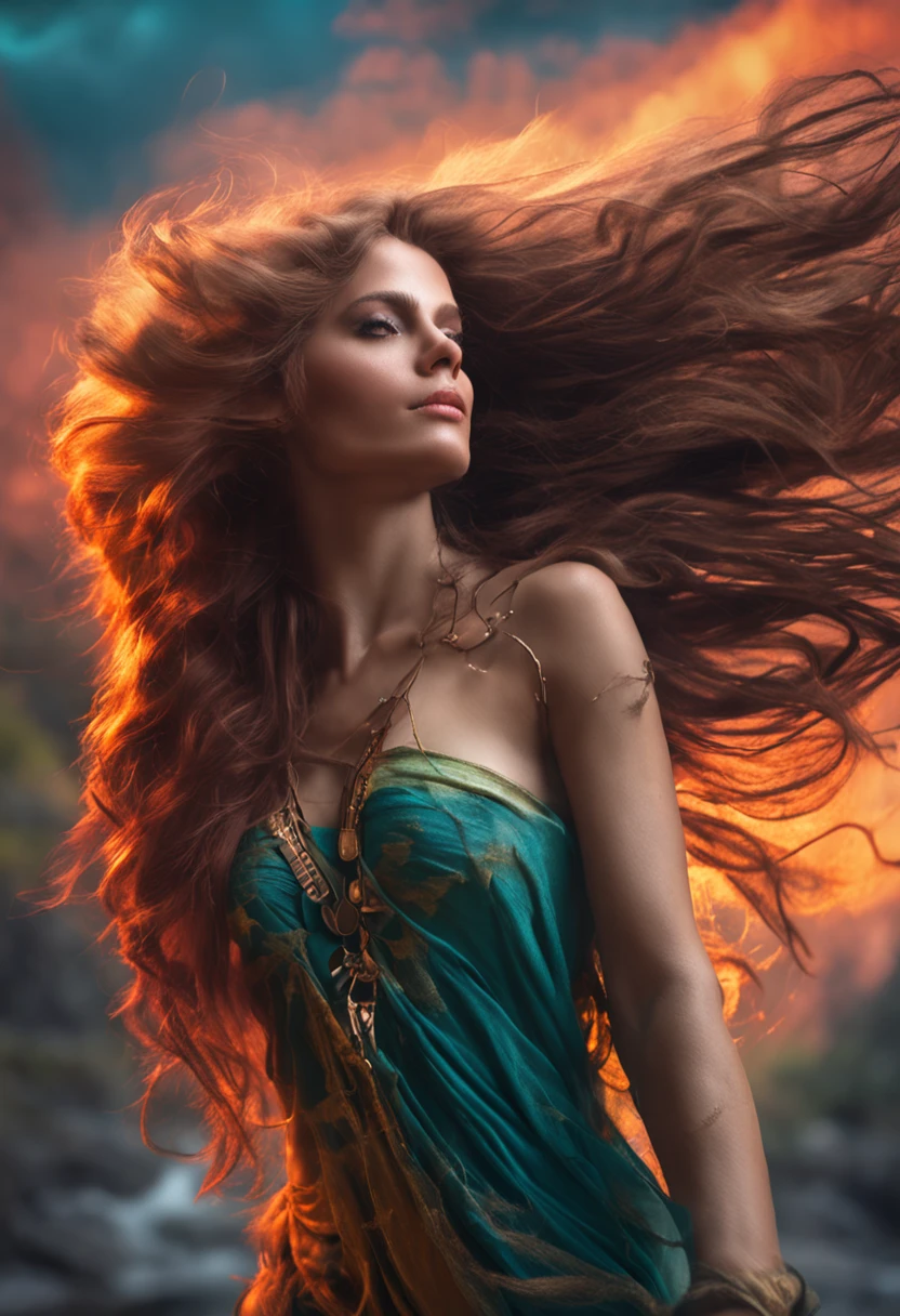 1 female dryad,Long flowing hair,Enchanting,Sexy babes,