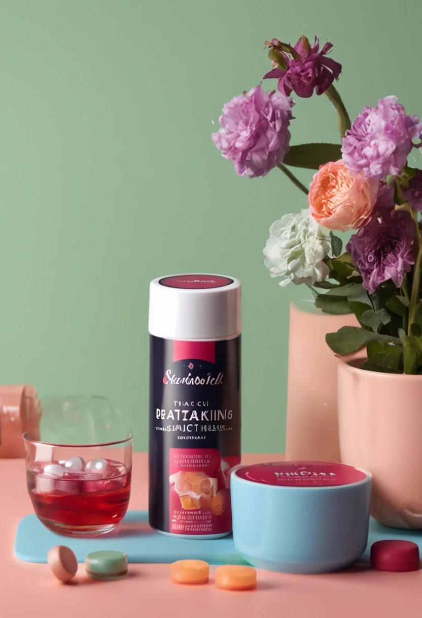 Place the product image on the table next to the cup containing the effervescent tablets