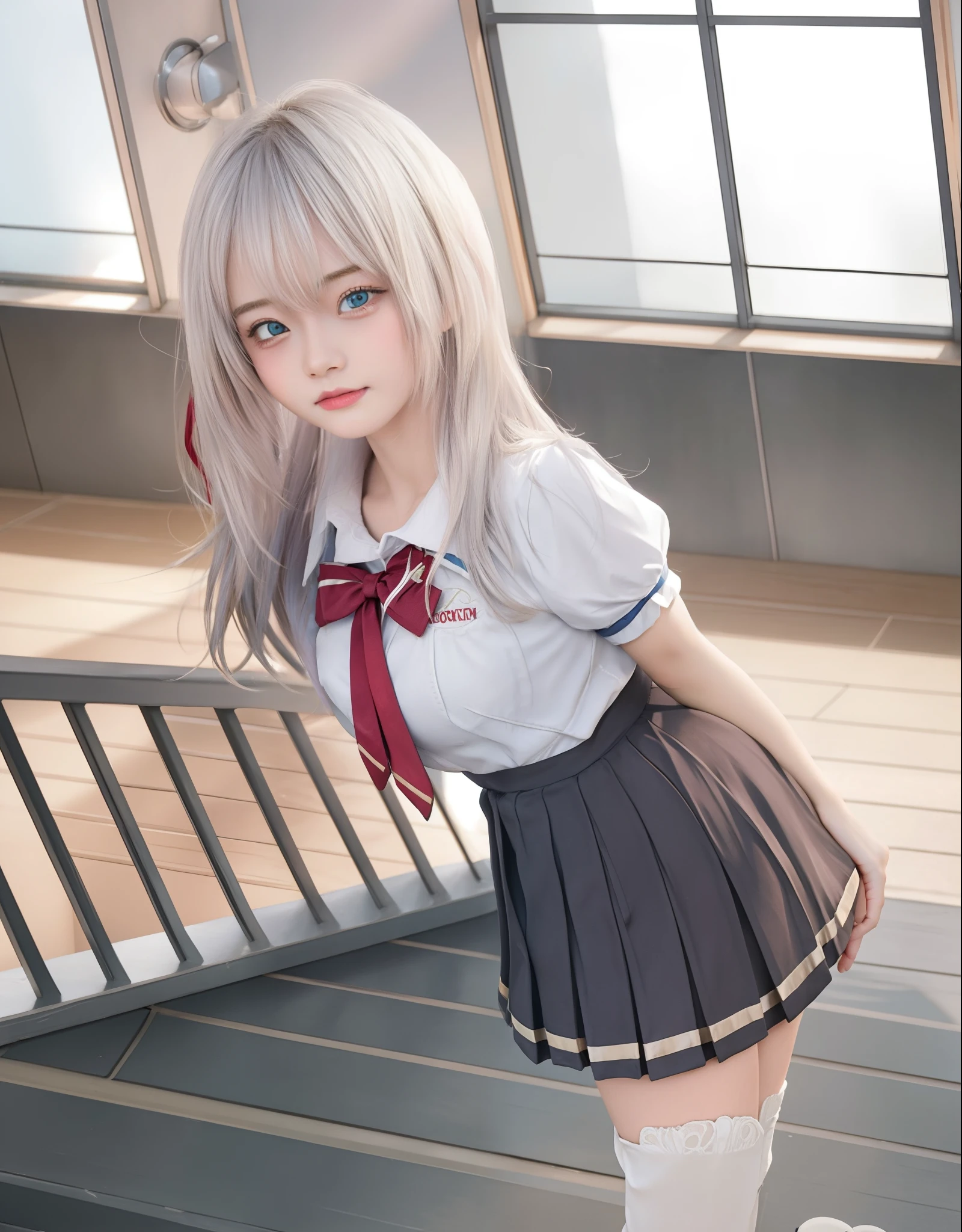 (masterpiece,perfect face,high quality:1,0),(expressive face,expressive eyes,detailed eyes:1,0),(detailed face,cute face:1,1),(large breast,prefect body,sexy body:1,0),(school uniforms:1,0),((full body shoot,standing:1,2)),(short girls,,age different:1,2),(age down, beautiful face,blush:1,0),(ulta high quality,look at viewers,Bokeh),(solo,1-girls,very beautiful asian girls:2 ,0),(long hair:2,0),((silver hair,blue eyes:2,0)),(8k,reaslistic foto,ultra reaslistic foto:2,0),(hot pants,shoes:1,2),(Alya roshidere series:1,0),(anime to realistic:3,0)