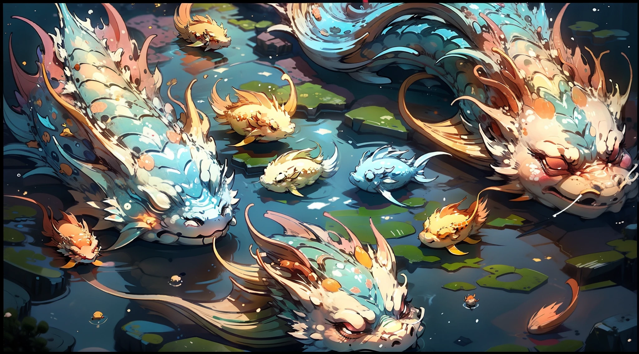 A school of small fish swims in Hu Li