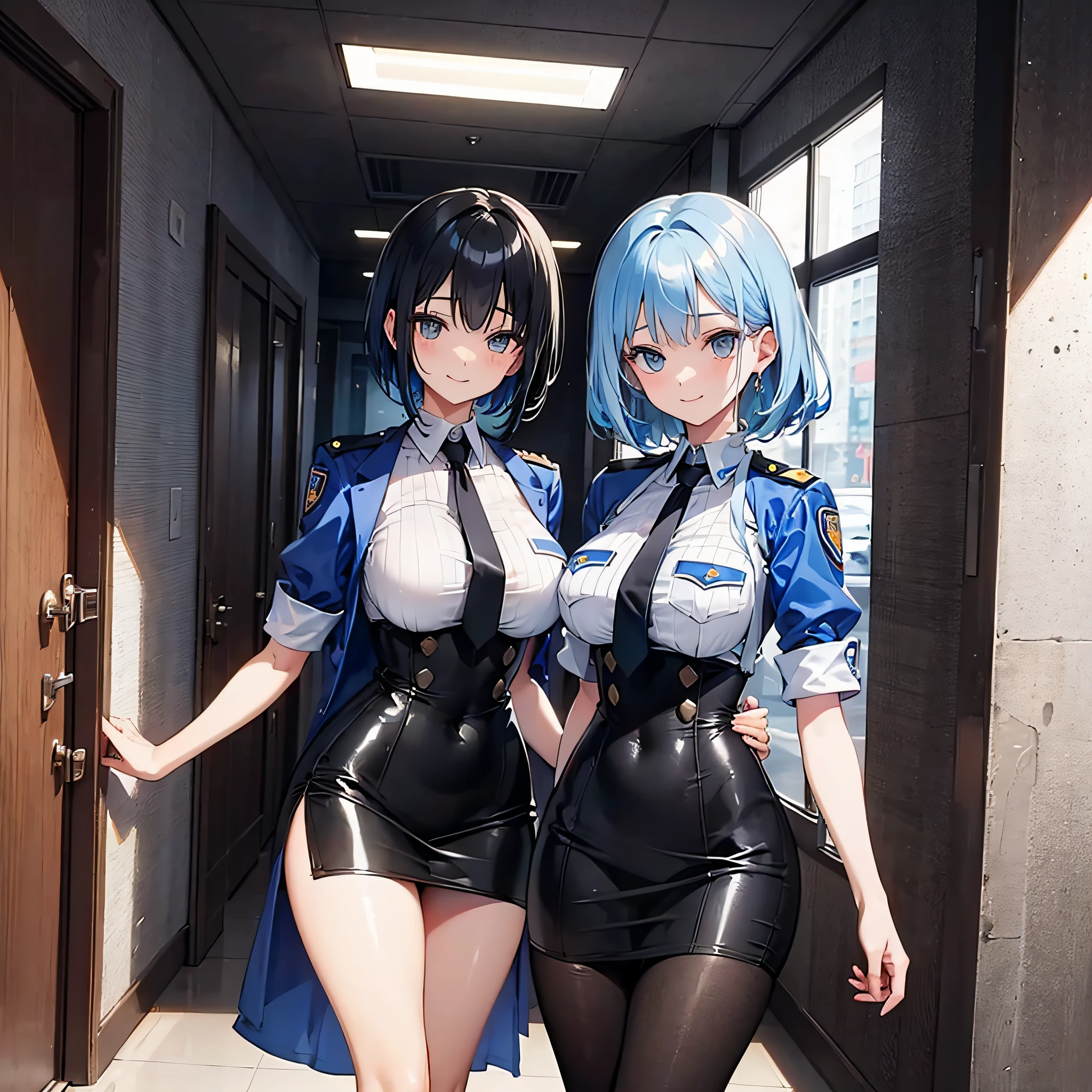 NSFW,Hololive,Amane Kanata,small breasts,police officer,policewoman,Fishnet tights,Tight Skirt,Heel,Are standing,leaning forward,Holding hands,（Ahegao:2）,Cumming face,Sweat,1 male,have sex,Amane Kanataが後ろから男性にちんこを挿入される,
