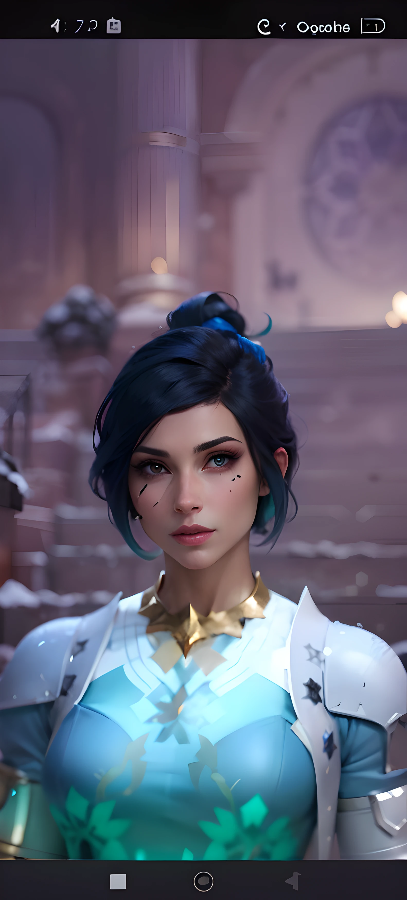 a close up of a person in a blue dress with a blue hair, short blue haired woman, ingame image, cattie - brie of mithril hall, brigitte, avatar image, zenra taliyah, inspired by Adélaïde Victoire Hall, taliyah, pharah, alluring mesmer woman, ethereal vaporous tan skin, icey snow background, snow, ice, hd, high quality, masterpiece, snow background beautiful snow, ice, 4k, bloom, blue eyes, beautiful blue eyes, realistic blue eyes, snowy blue eyes, blue eyes