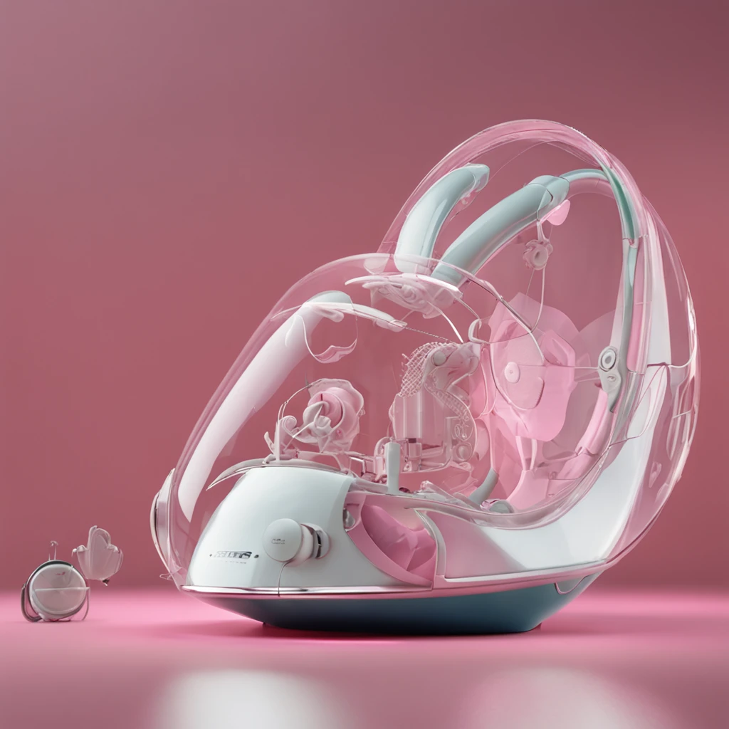 elegant and luxury design, organic and feminine form, clear acrylic helmet, future, medical, high quality product design, photorealistic,