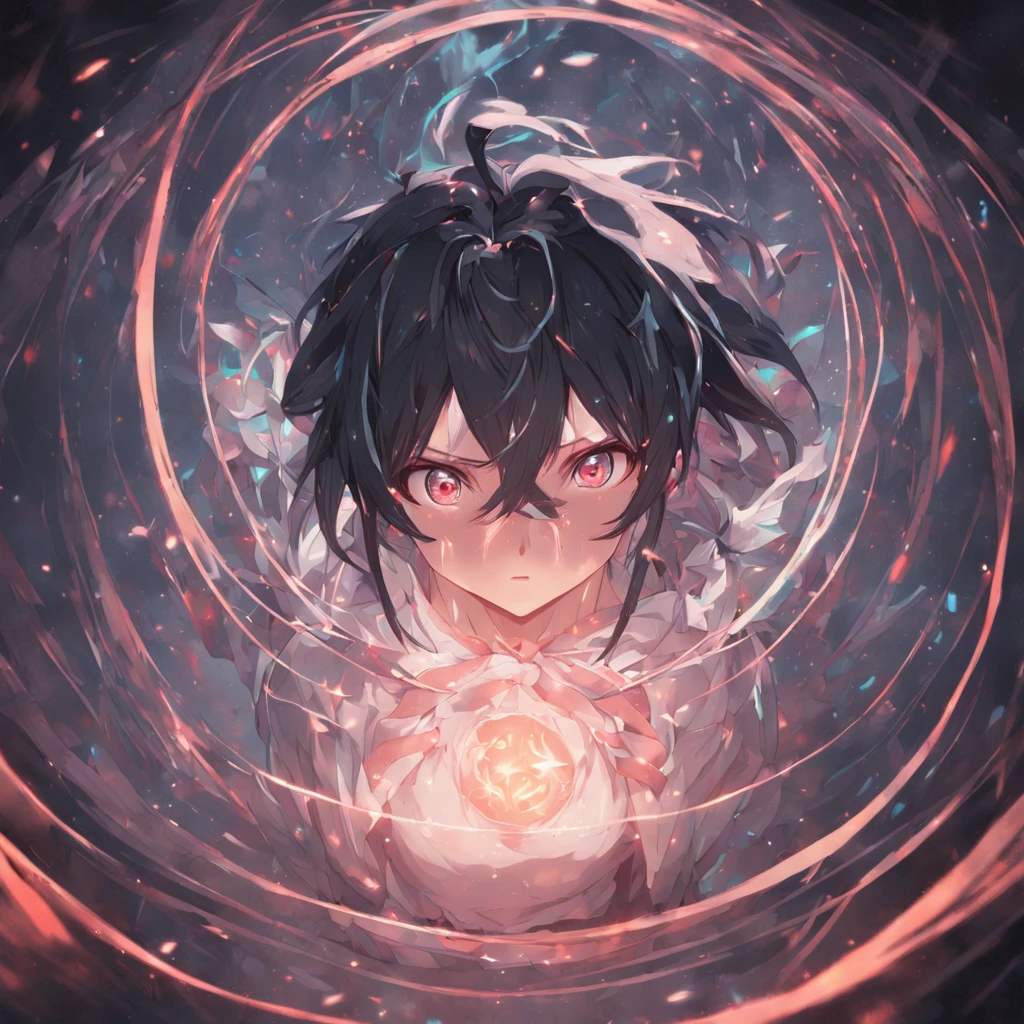 A man looks out from the box, a man, black hair, solid circle eyes, In the dark, anime big breast, ancientry, long whitr hair, raised eyebrows, Do not understand, anaglyph, pov, atmospheric perspective, 8k, super detail, ccurate, best quality