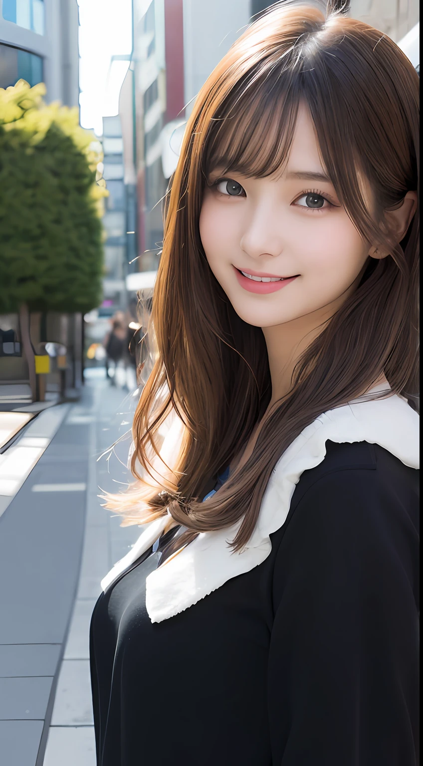 masutepiece, Best Quality, Illustration, Ultra-detailed, finely detail, hight resolution, 8K Wallpaper, Perfect dynamic composition, Beautiful detailed eyes, Women's Fashion Summer,Medium Hair,small tits,Natural Color Lip, Bold sexy poses,Smile,Harajuku、20 years girl、Cute、Sexy shot looking at camera