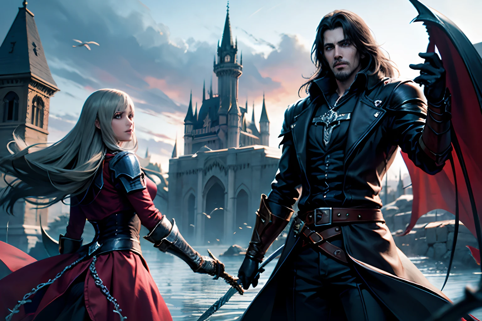 Castlevania lords of the shadows hyper realistic super detailed Dynamic shot