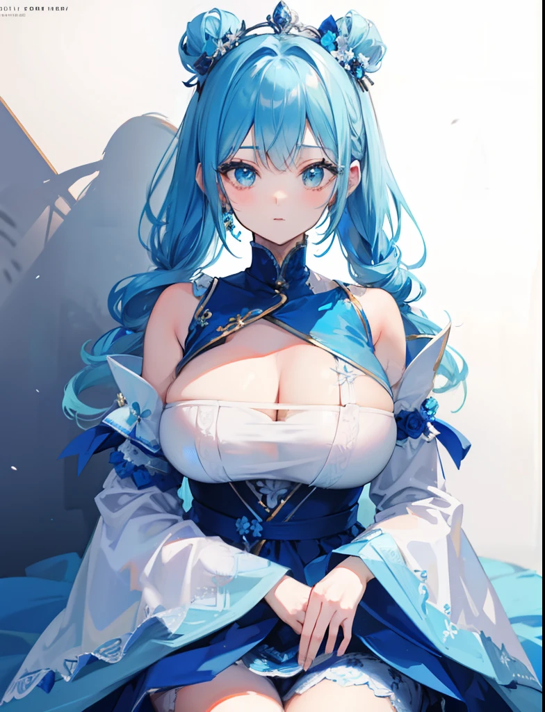 blue hairs,Blue and white clothes,Sexy big breasts,Sell cute very cute sweet girl,Same hairstyle and clothes as pictured,But more detailed than pictures,more clearly,More refined
