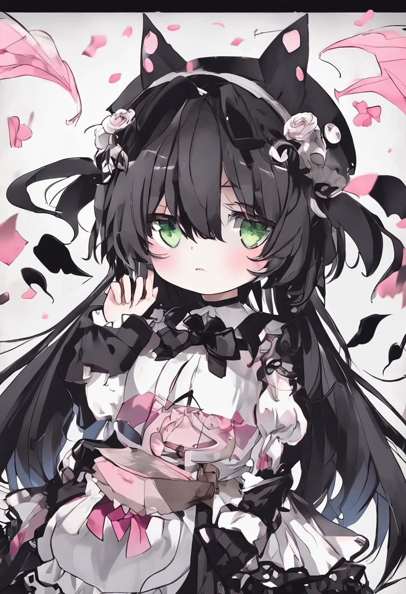 goth loli,official art works,touhou character,magical little girl,wearing an eye mask,Black