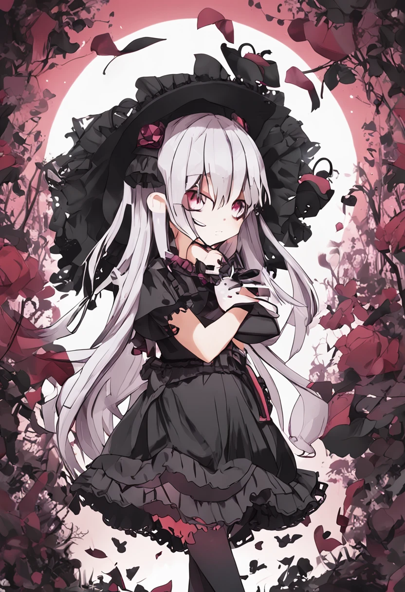 goth loli,official art works,touhou character,magical little girl,wearing an eye mask,Black