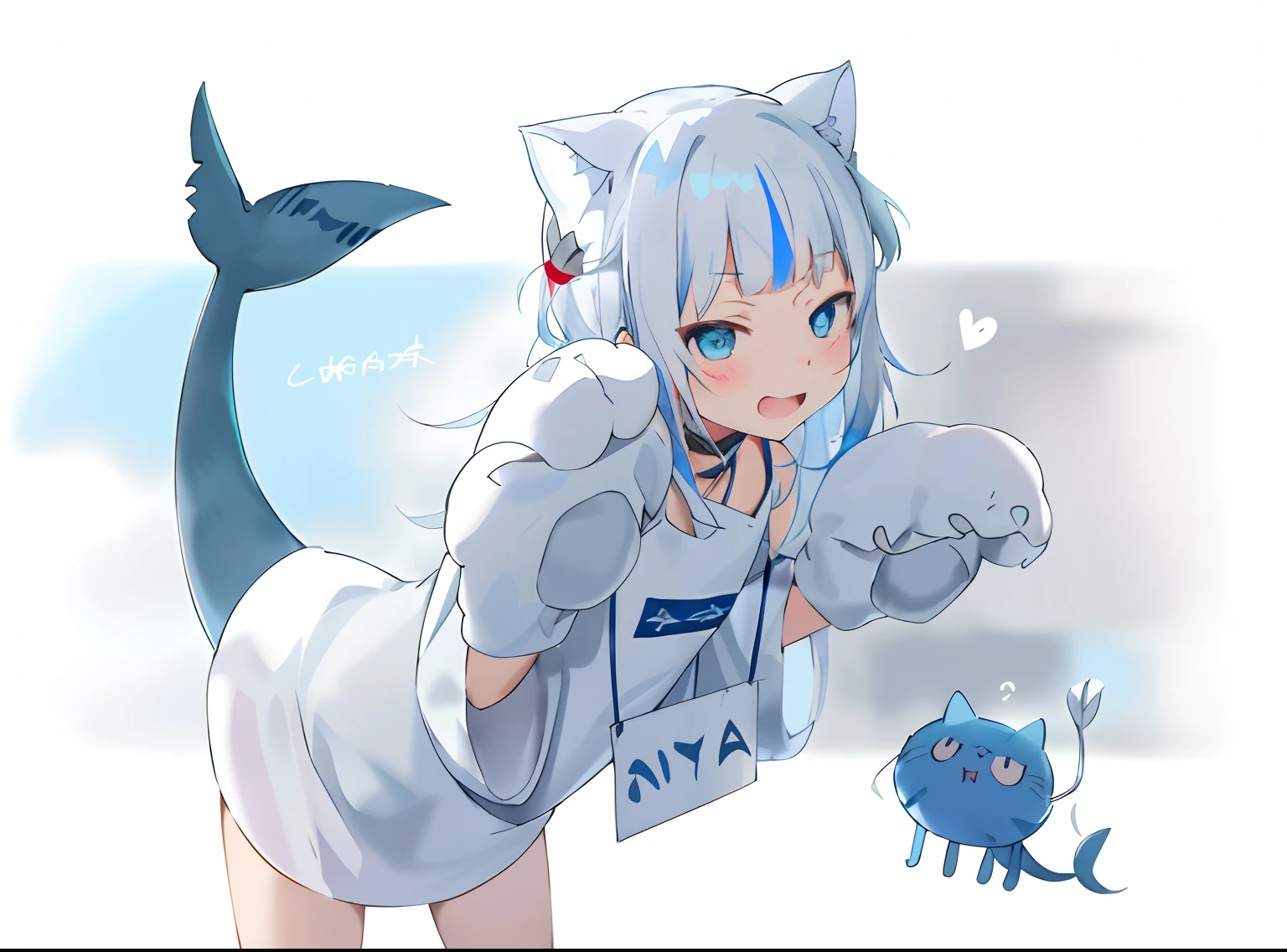 anime girl with blue eyes and white hair in a white dress, nyaruko-san, White Cat Girl, Kantai collection style, cute anime catgirl, at pixiv, Pisif, negao, Pisif style, trending on artstation pixiv, anime catgirl, Highest rated on Pisif, nekomimi, azur lane style