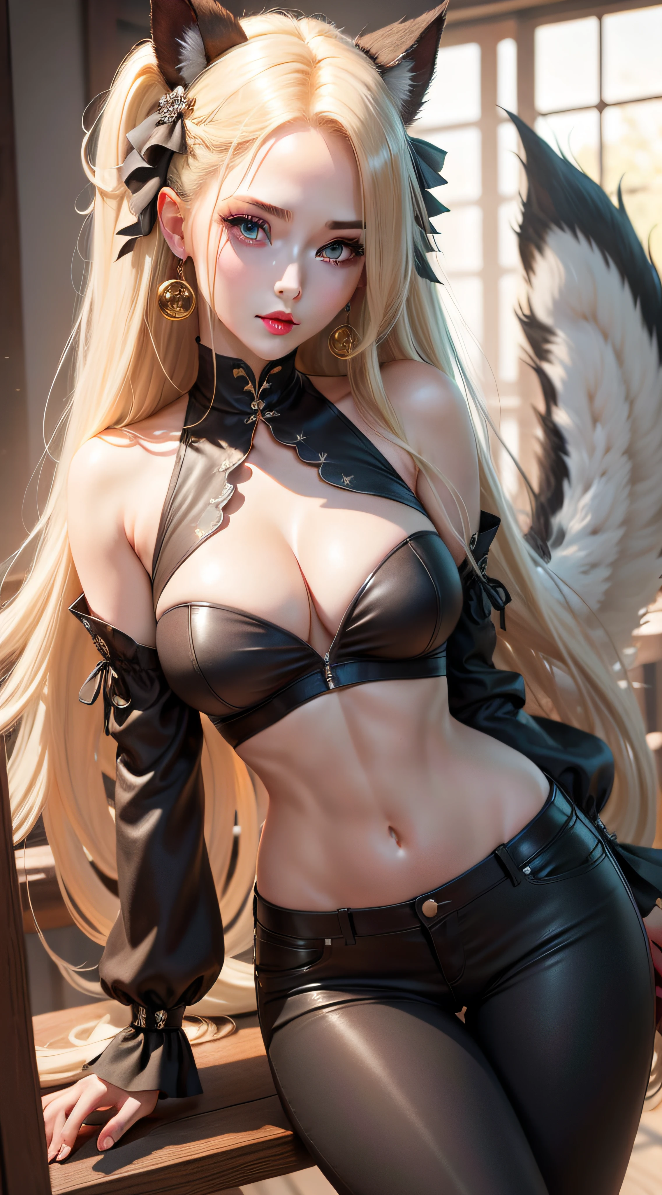 （8k， 4k， best qualtiy， A high resolution， 超A high resolution：1.1）， （tmasterpiece， realisticlying， photo-realistic：1.1）， 1girll， the face， closeup cleavage， double tails， blond hairbl， 黑The eye， Redlip， （looking at viewert：2）， Absurdly long hair， long eyelasher， eye shadows， petty face， largeeyes， exposed bare shoulders， hight contrast，white skinned，Colorful clothes，shorter pants