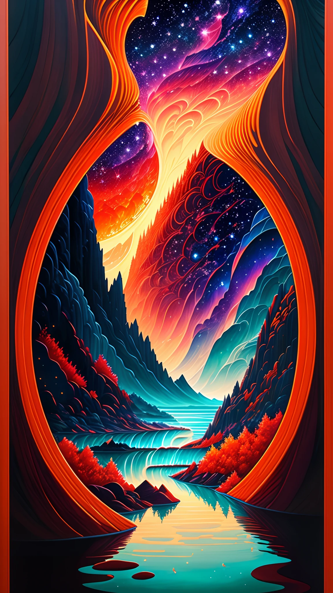 A beautiful earth filled with water and lava, intricate, masterpiece, expert, insanely detailed, 4k, composition, framing, centered, symmetry, painted, intricate, volumetric lighting, beautiful, rich deep colors masterpiece, sharp focus, ultra detailed, in the style of dan mumford and marc simonetti, astrophotography