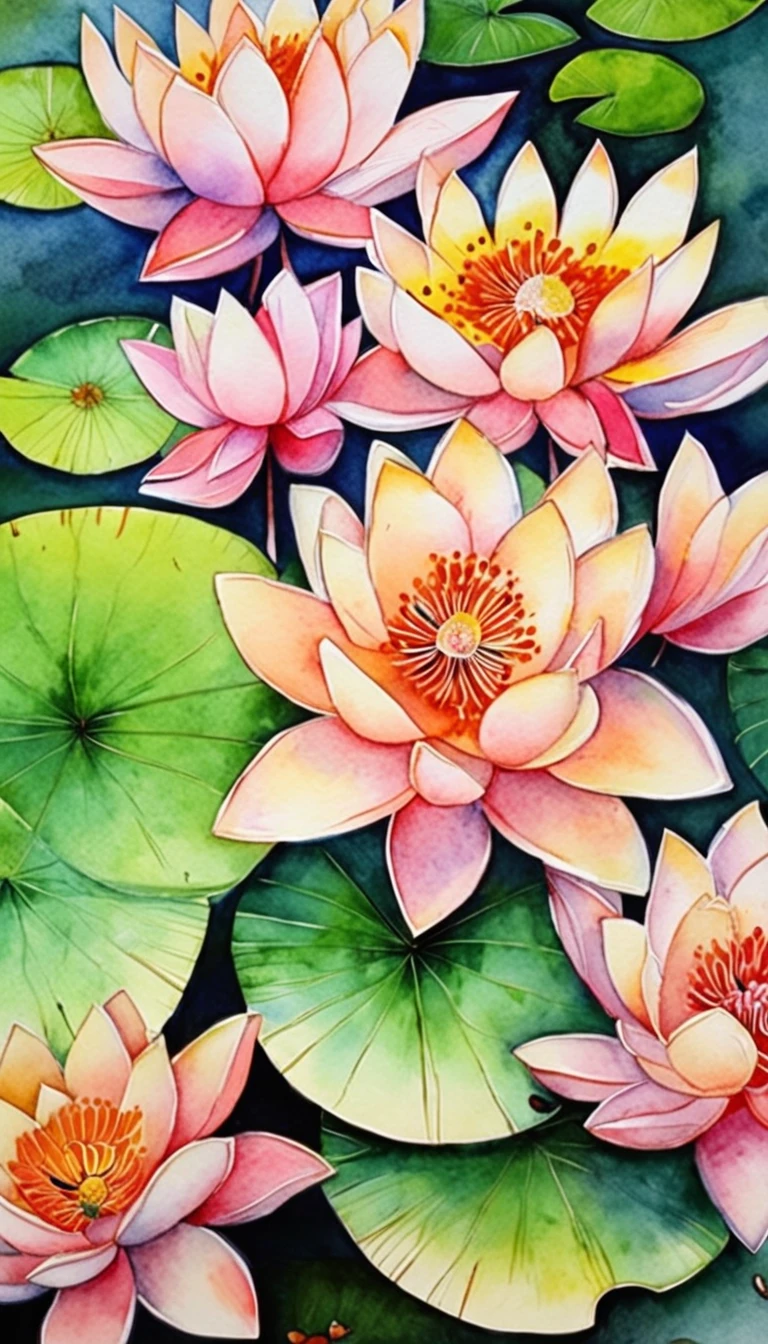ponds,Dew on lotus leaves,There is a road next to it,Meticulous,Smudge,low-saturation,Low contrast,Beautifully depicted,Works of masters,tmasterpiece