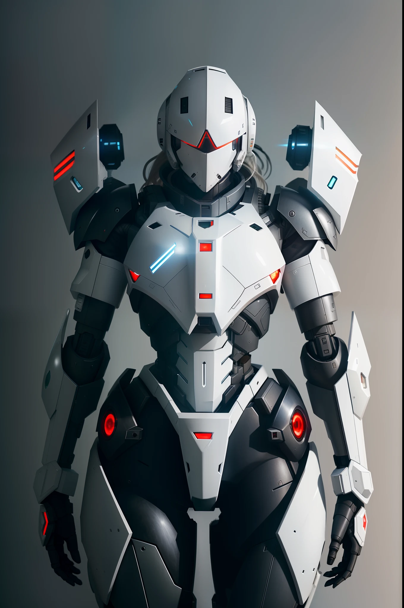 Arafeld robot,Helmet and gun in hand, in white futuristic armor, girl in mecha cyber armor, Male mech, glossy white armor, sci-fi android female, Mecha suit, clothed in sci-fi military armor, raiden metal gear, wearing futuristic armor, sci fi female character, warrior in sci-fi armour