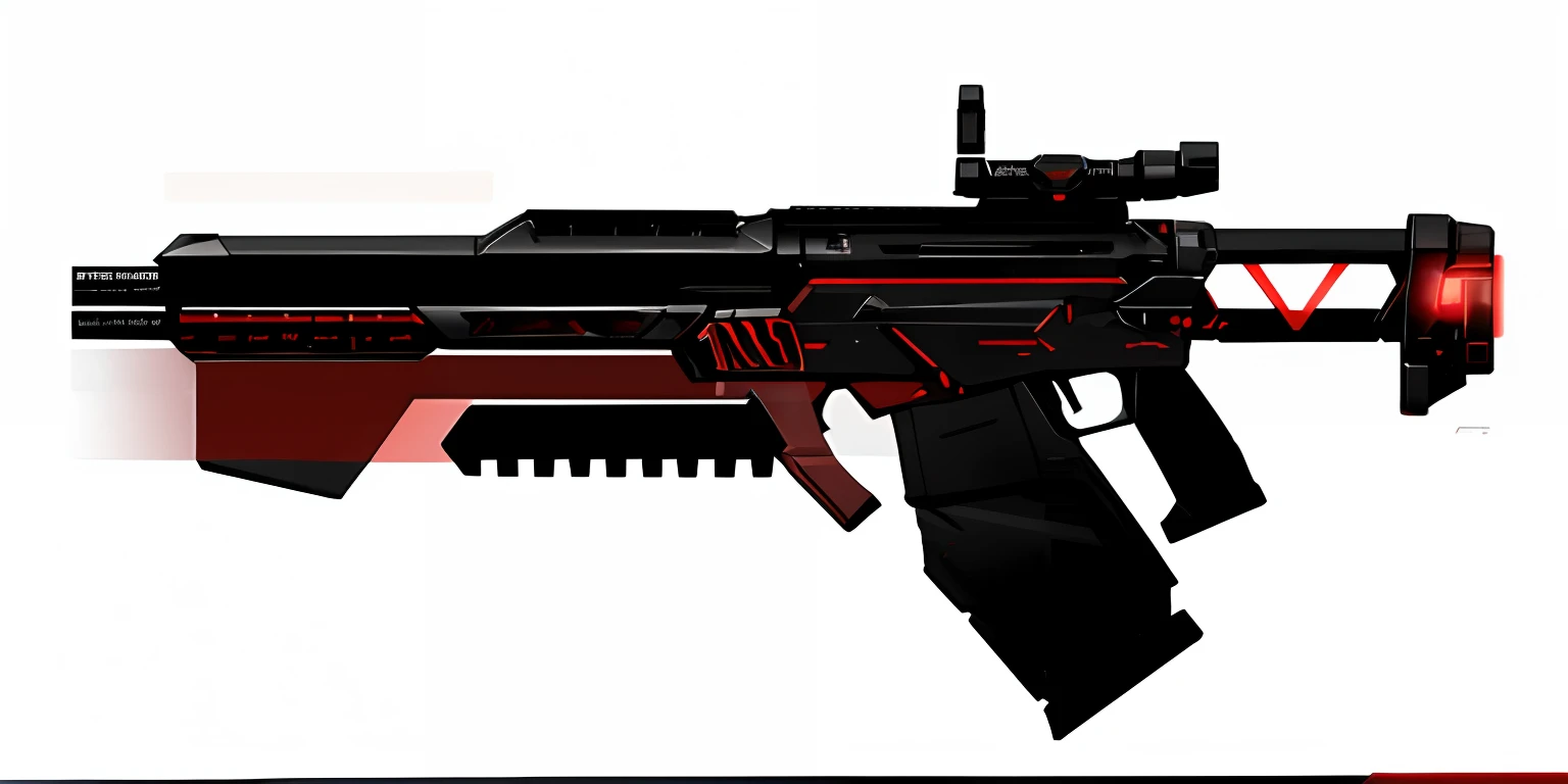Close-up of red light and red and black toy gun, futuristic assault rifle, pulse rifle, gauss rifle, pulse rifle, energy rifle, Weapon design, corner assault rifle, assault rifle, weapon concept art, laser rifles, laser rifles, starship-troopers-rifle, finished concept art, futuristic weapon, futuristic weapon shotgun, futuristic gun