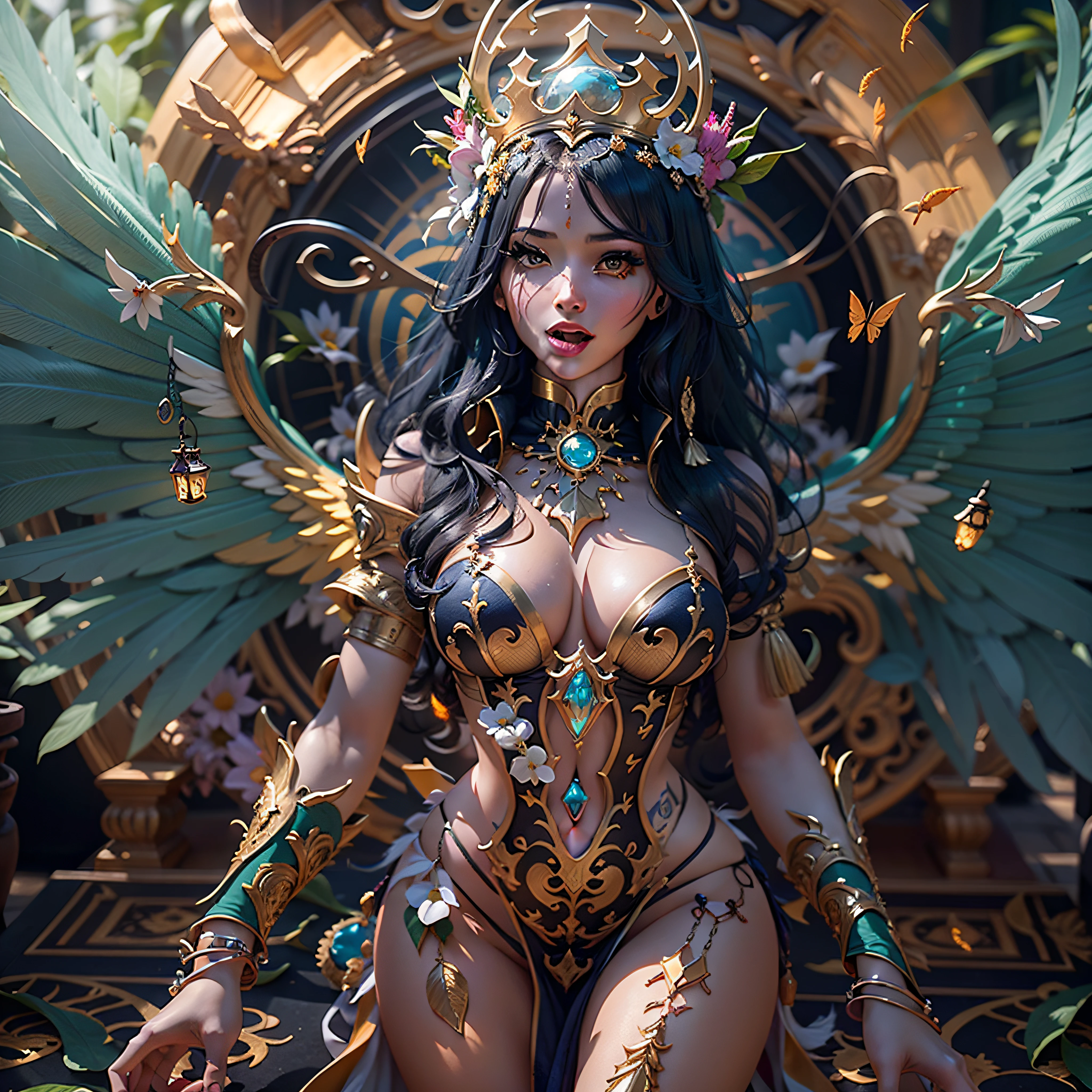 Master Masterpiece ultra Goddess Sun urban forest graduate deep path equirectangular_360 garden contre-jours Beholder "medieval" priestess Caduceus crux backlight global luminescence saturate Sunlight ecstatic volumetric lightning contrast meticulously intricate ultra pro-photo-realistic optimal reflection cgi vfx sfx ultra high_detail ultra high_quality max accurate reflex ultra highres vivid color-coded improved Octane-rendered UHD XT3 64K 32k 16K 8K DSLR HDR UnrealEngine5 romm rgb pbr 3dcg fxaa blu-ray enhanced fkaa txaa rtx ssao opengl-shader glsl-shader post-processing post-ptoduction cell-shading tone-mapping ombre analogique ultra_sharpness symmetrical angel surmounted wings surrounded intertwined feather éblouissantes Valkyrie-wings "Heavy Metal" Will-o'-the-wisp iota pixie sprite kindergarden female glamour walk Chevaleresque "Nicki Minaj" Cosplay aristocratic athletic fullbody tanmed skin perfect hairstyle obvious agate divine cheekbones effects reddened embarrassed lazuli eyes beautiful eyes Brown Pupils Black Iris Turquoise Sapphires Open Mouth water drop of water tongue droplet Teeth Smiles pilot Jacket Floating fringe Pearl Eccentric Cape Levitating Shoulders-Off chemise blanche dentelle clavicules papillotes satin orange reveal big breasts large sideboob felt corsait yellow spinel thick leather skirt amples nombril size revealing heart belt_chastity cadena pubic scarlet pubis-hairy obvious silk indigo silver adorned gold padlock thighs legs garters gothic stainless boots decorated onyx monastery opal marble ruby background Sundrop mannequins armor richly decorated chain chrome flat bands fathoms tin lys rune ornate emerald plasma glyphs Tourmaline lava magic fire summon milkweed incandescent Crystalline creature viceroy (EOS R6 135mm 1/1250s f/2.8 ISO400) monarch conjuration flowering butterfly Hearth lantern CGSCOSITY invocation monster floraison population Ark Church Earth chef-d' tattoo Bruce_Weber sex girls naked nsfw varied multi etc.