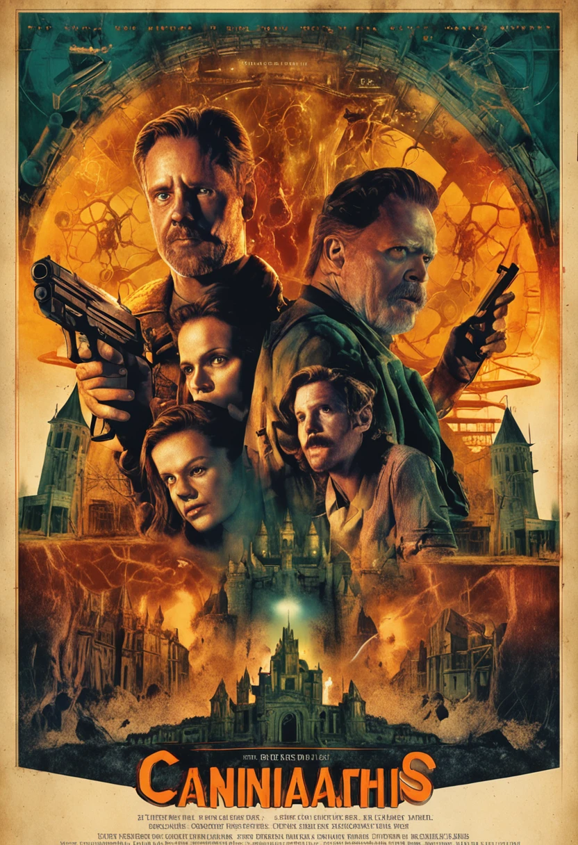 The epic Drew Struzan-style movie poster follows a notorious  scientist conducting gruesome experiments in an isolated castle, Create a bunch of cannibalistic abominations, A team of commandos was sent to end his reign of terror.