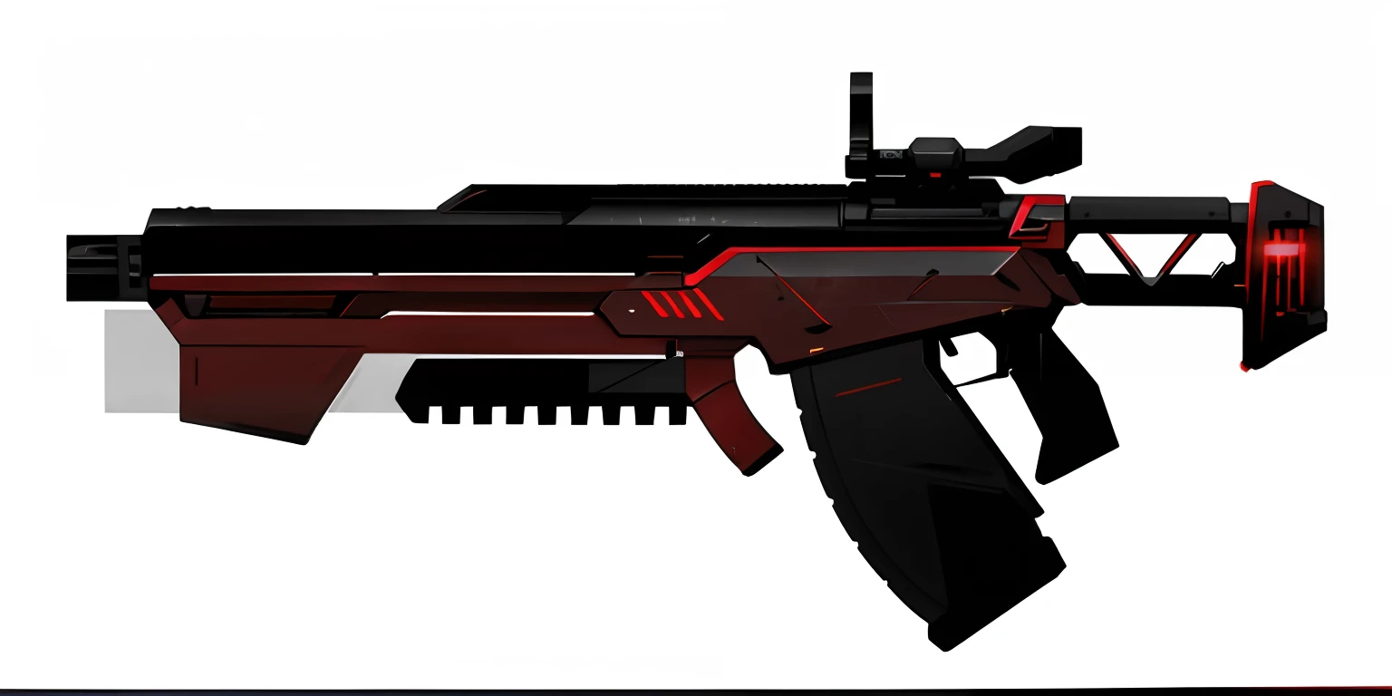 Close-up of red light and red and black toy gun, futuristic assault rifle, pulse rifle, gauss rifle, pulse rifle, energy rifle, Weapon design, corner assault rifle, assault rifle, weapon concept art, laser rifles, laser rifles, starship-troopers-rifle, finished concept art, futuristic weapon, futuristic weapon shotgun, futuristic gun