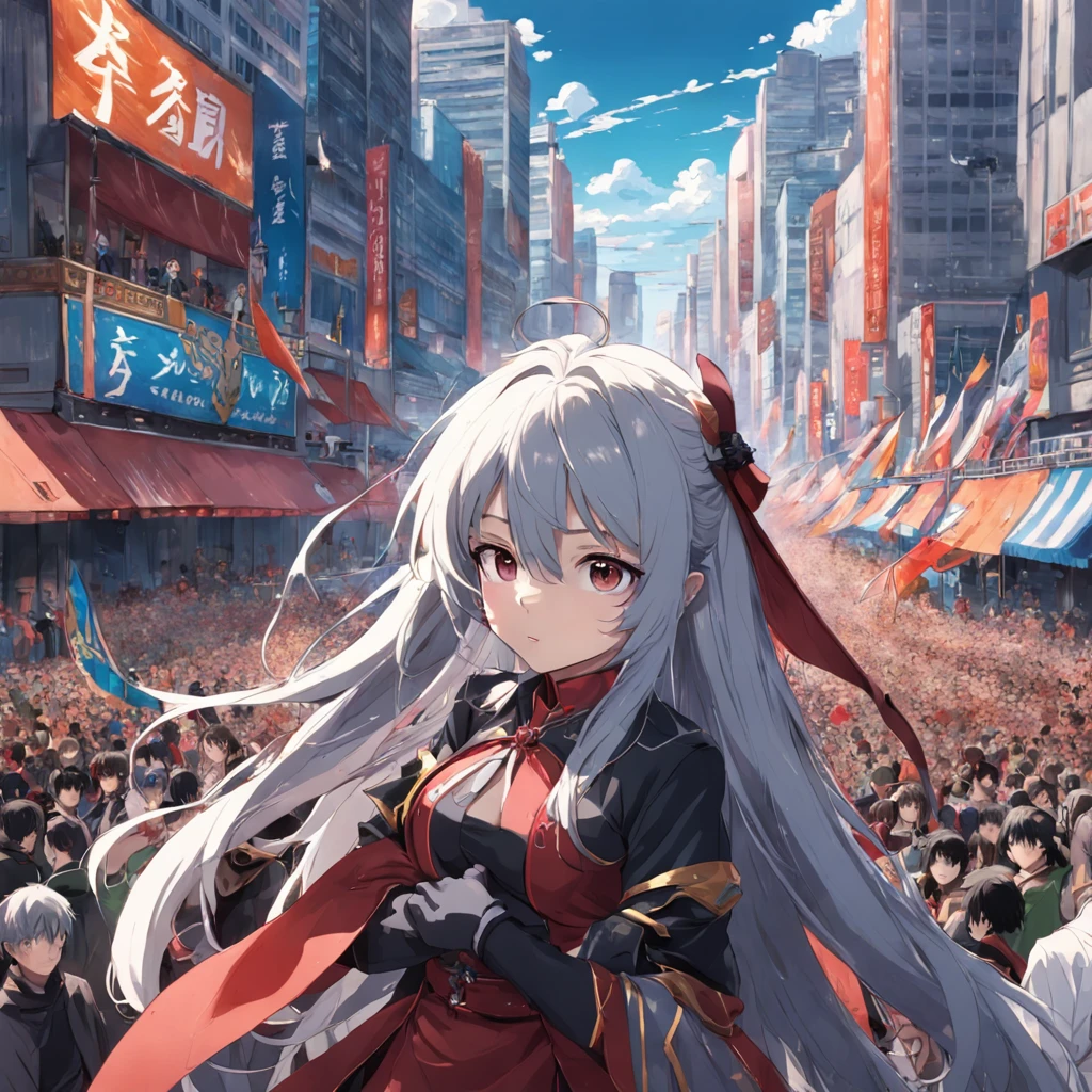 Huge parade watched by a lot of gray-haired spectators