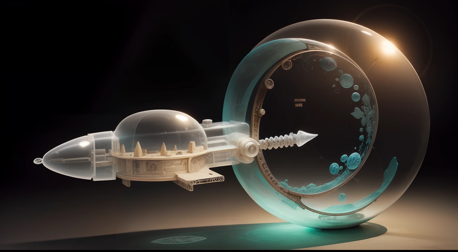 Ancient bubble transparent aircraft,The perfect fusion of machinery and biology,venat,Nipple Ring,Rough old,Cartographic,Schematic description,annotated,Hand drawn design drawings