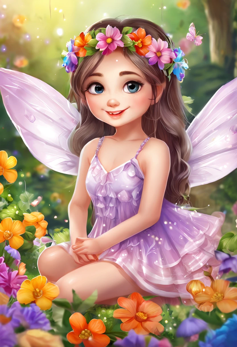 ln the forest,night moon,Mini cute 3 flower fairy, Chubby toot,Skirt made of petals,fresh flowers,Colorful colorful,Transparent colorful wings, Magic wand,closeup cleavage,Light attenuation,Glow effects,depth of fields,high light,Real light,Ray traching,oc rendered,Hyper-realistic,best qualtiy,8K,Works of masters,super-fine,Detailed pubic hair,Correct anatomy,sharp focus on eyes,Bokeh,Facial features are carefully depicted