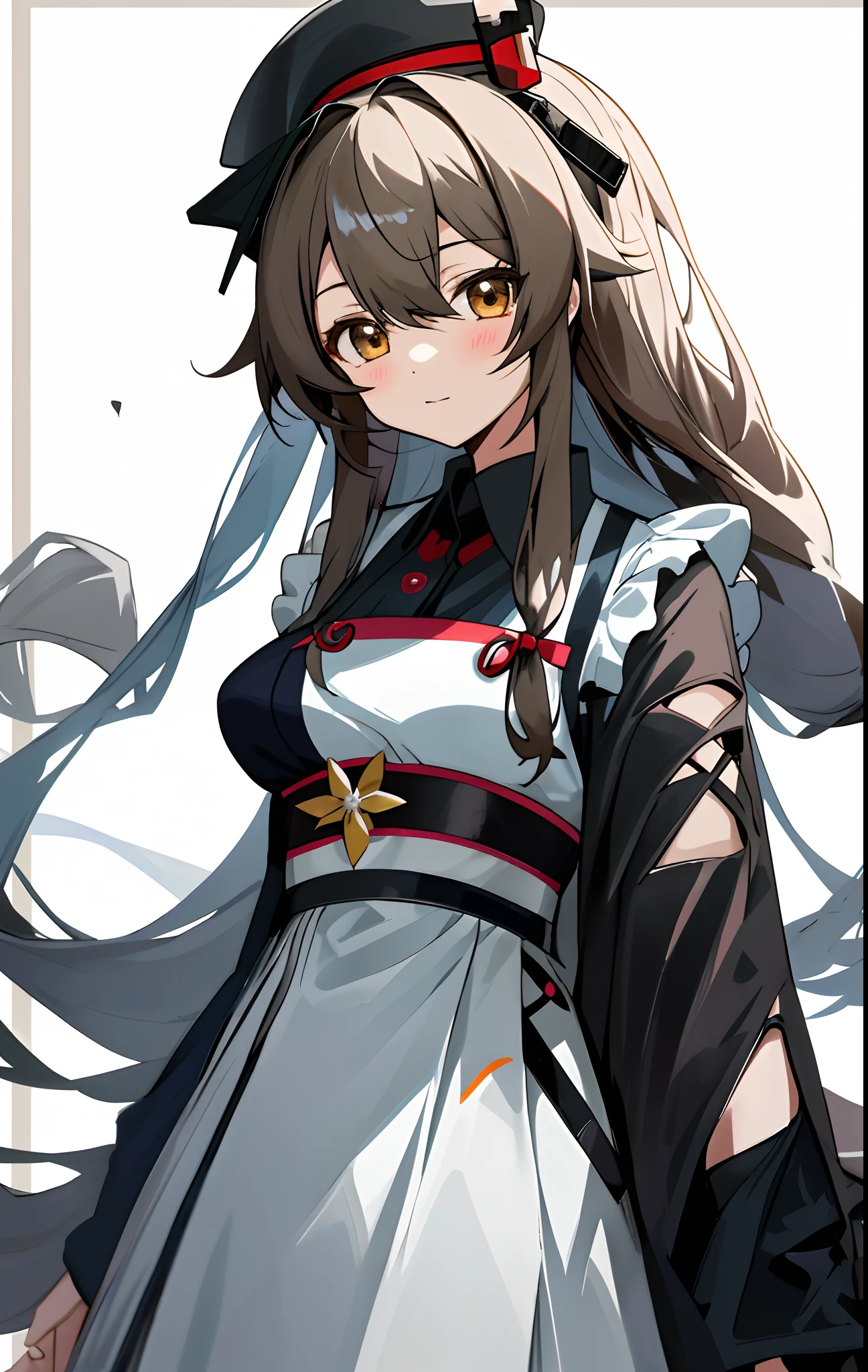 anime girl with long hair and a hat on her head, cute anime waifu in a nice dress, anime moe art style, seductive anime girls, Anime waifu, attractive anime girls, anime girl in a maid costume, from girls frontline, anime visual of a cute girl, Guviz, up of young anime girl, Kantai collection style, Anime girl with long hair