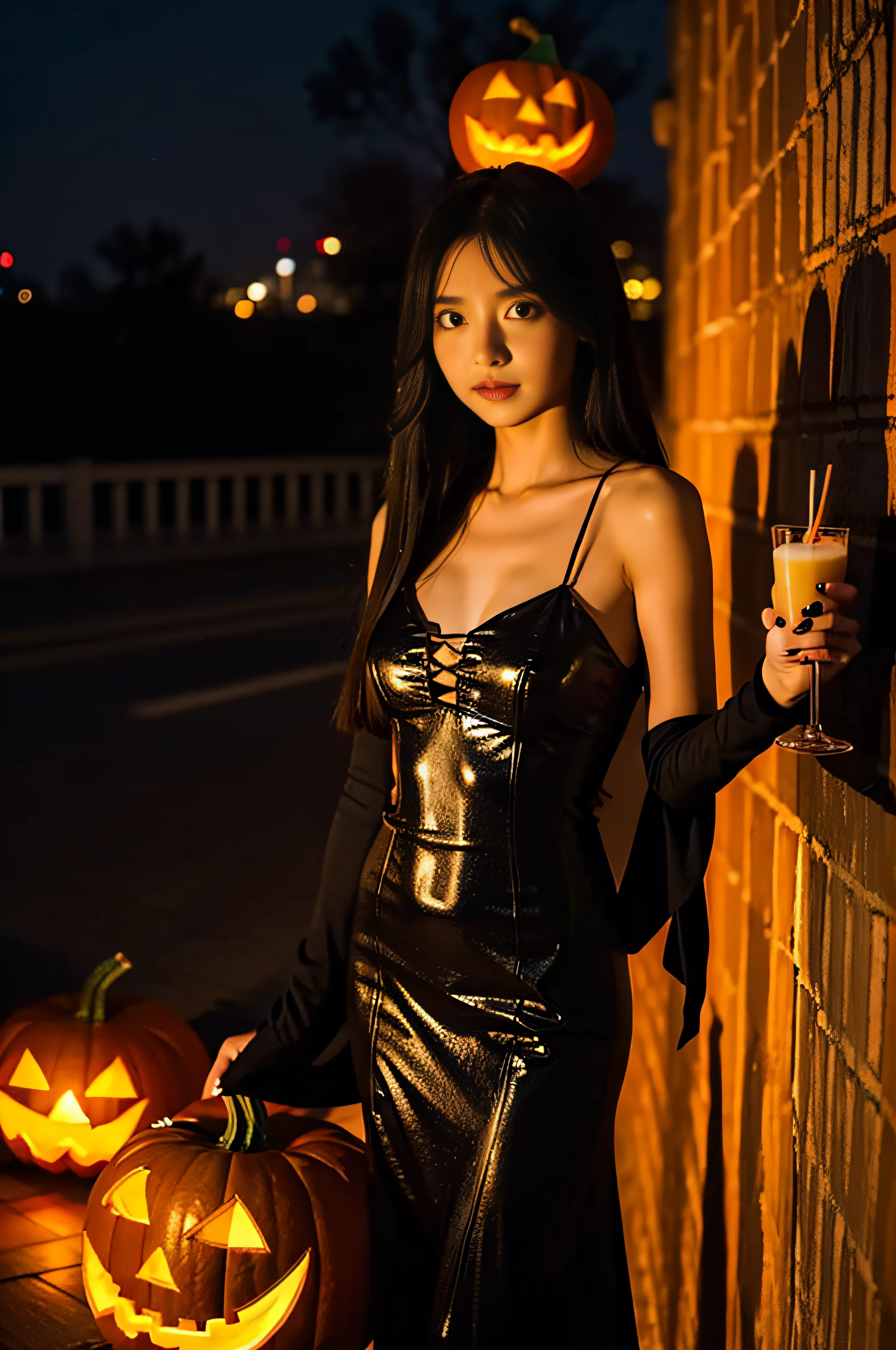 Girl in Halloween costume、natta、Halloween pumpkin