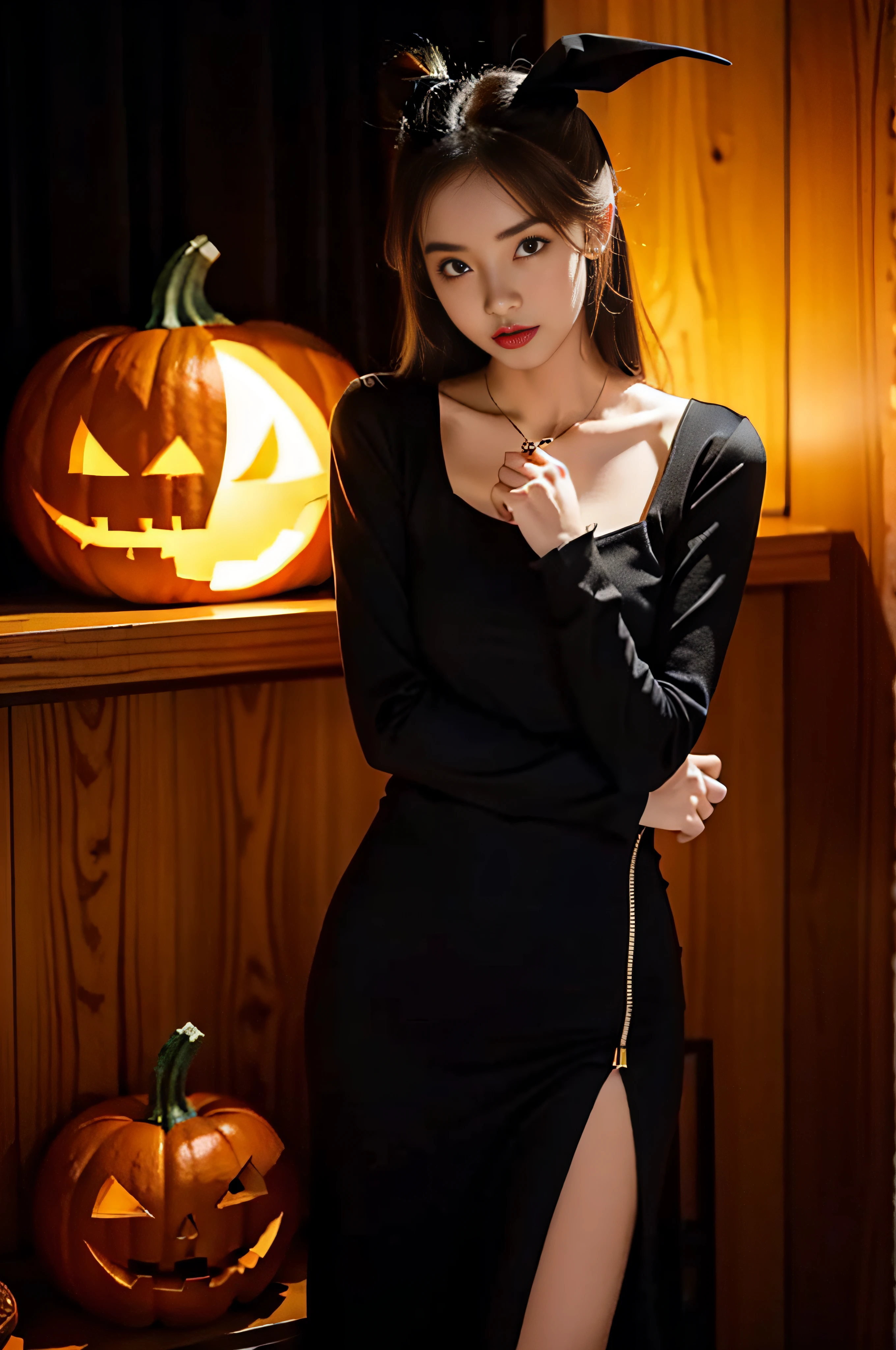 Girl in Halloween costume、natta、Halloween pumpkin