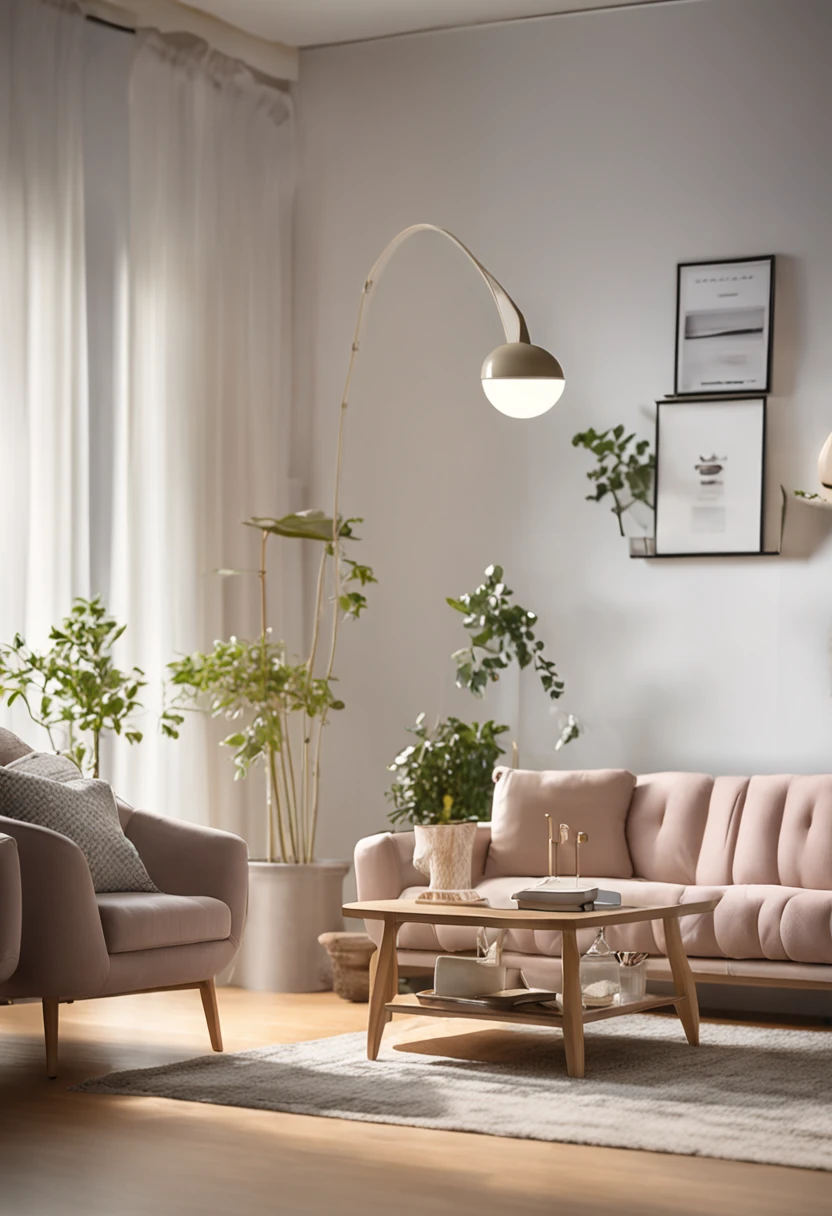 Sitting at home on a table in the living room with an Ikea minimalist style and light background, captured through product photography, shot with a Nikon camera, overall soft and bright, focused on a shallow depth of field in the middle ground, multi-layered, 16k HD photography