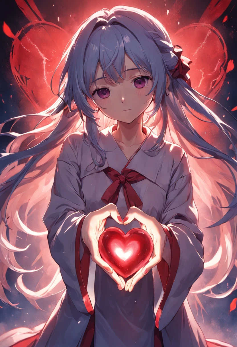 Draw an illustration of a hand grabbing a heart。With the image of a hand wrapping around the heart、Express your love or courage。Hand movements and heart designs、It is a point that conveys warmth and empathy。