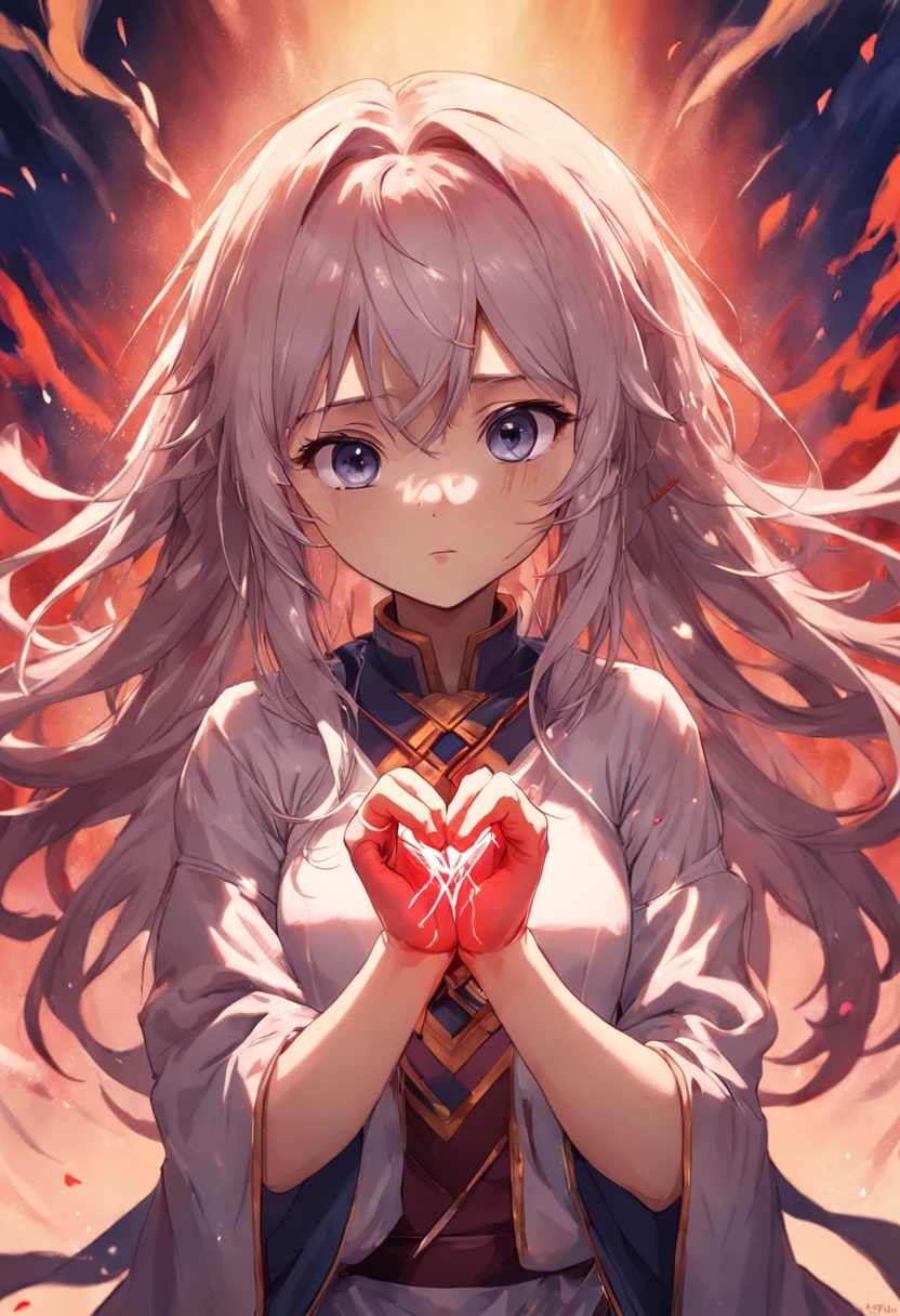 Draw an illustration of a hand grabbing a heart。With the image of a hand wrapping around the heart、Express your love or courage。Hand movements and heart designs、It is a point that conveys warmth and empathy。